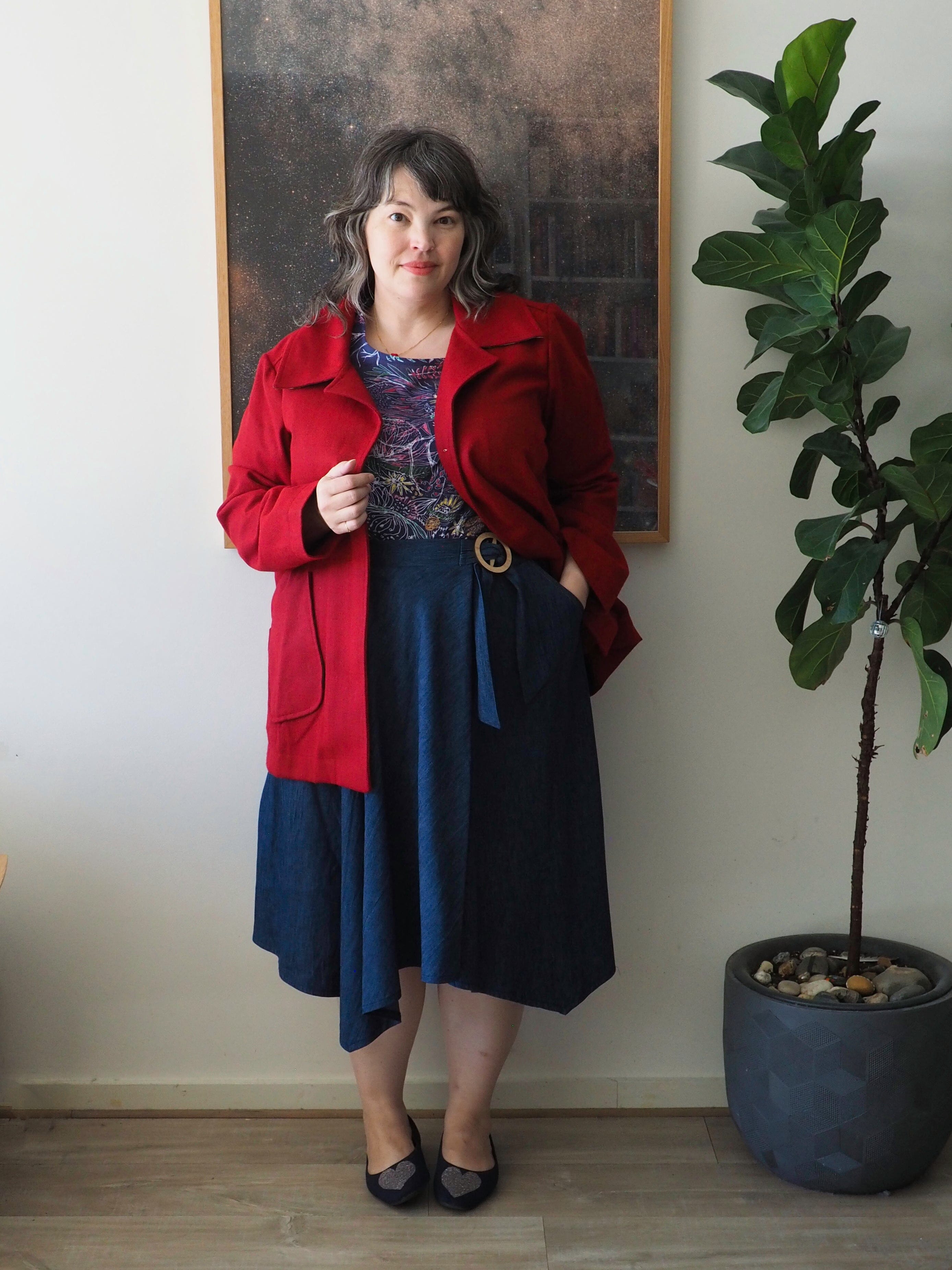 Adjustable Hanky Hem Skirt - Organic Denim Skirt The Spotted Quoll 