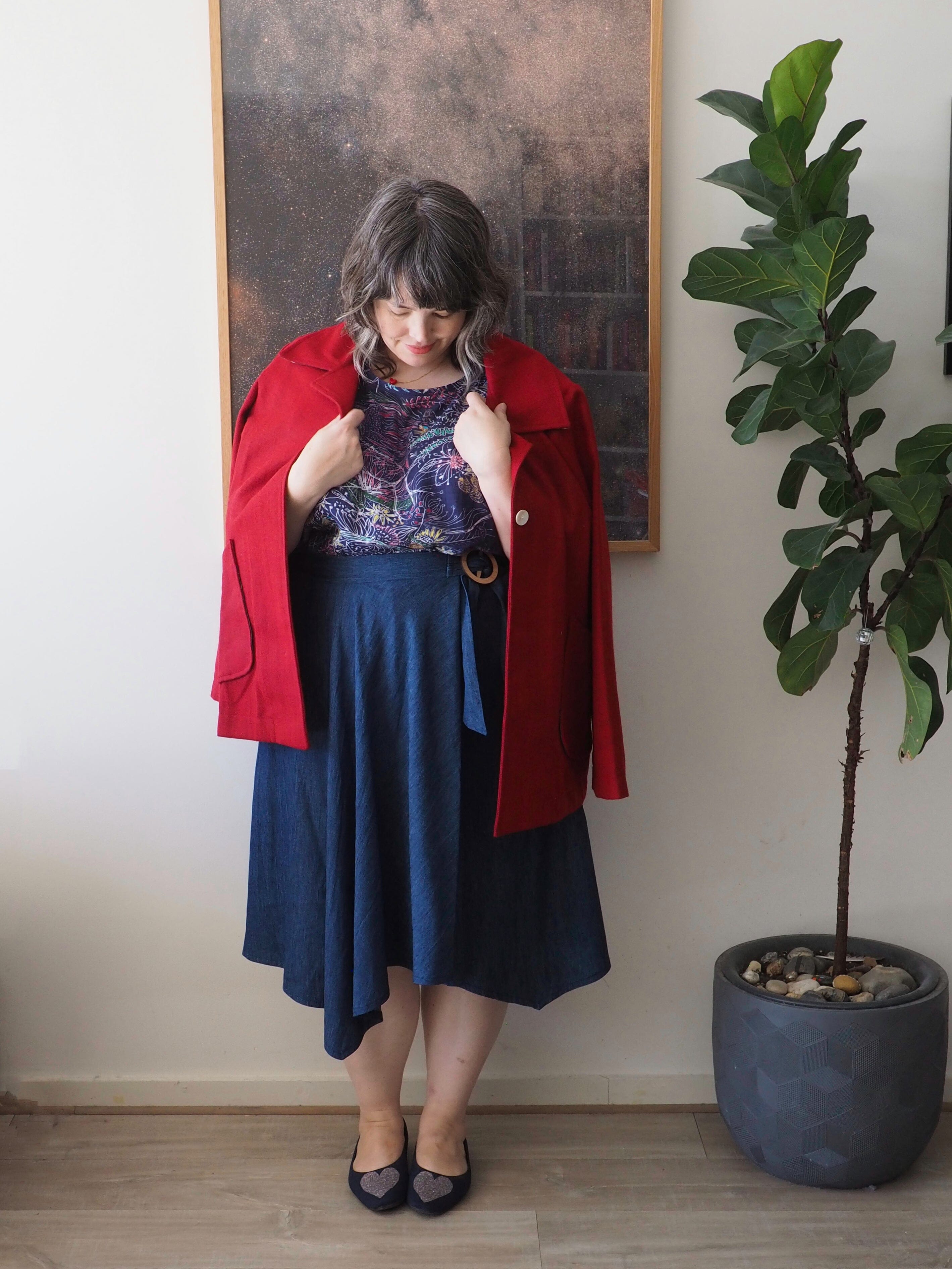 Adjustable Hanky Hem Skirt - Organic Denim Skirt The Spotted Quoll 
