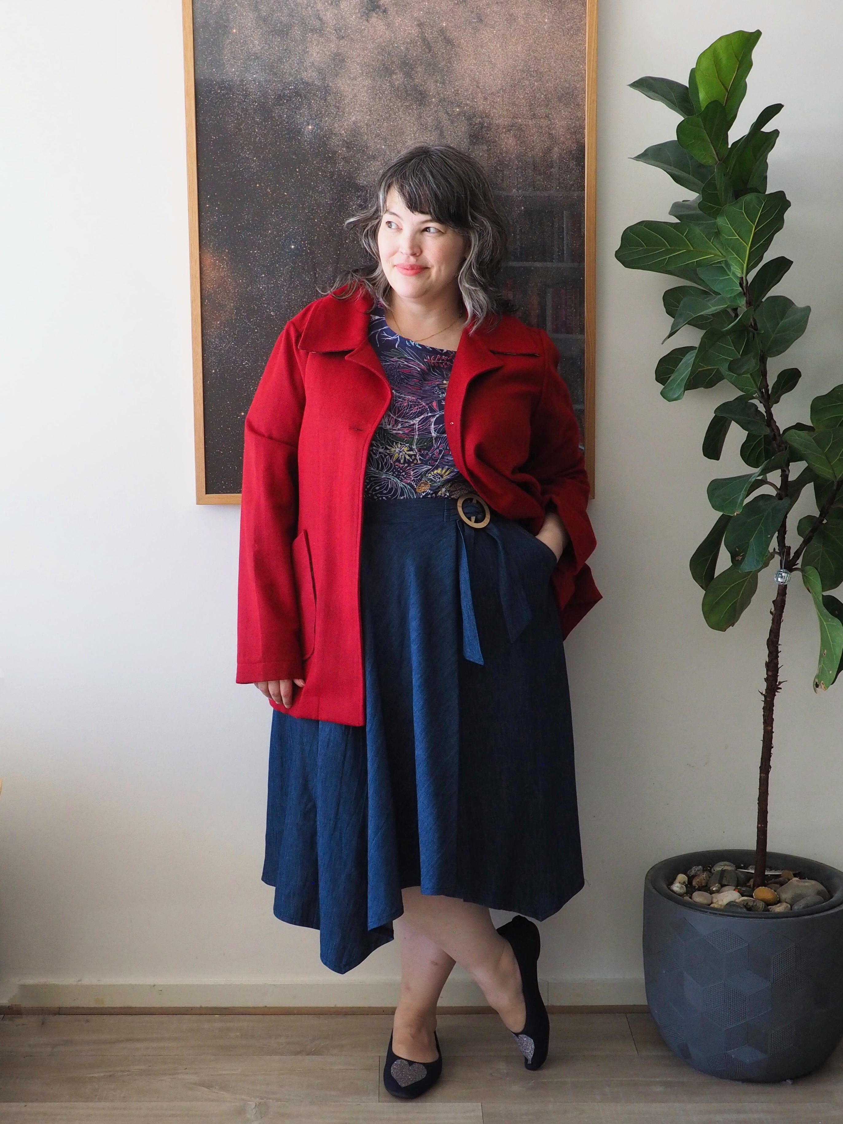 Adjustable Hanky Hem Skirt - Organic Denim Skirt The Spotted Quoll 