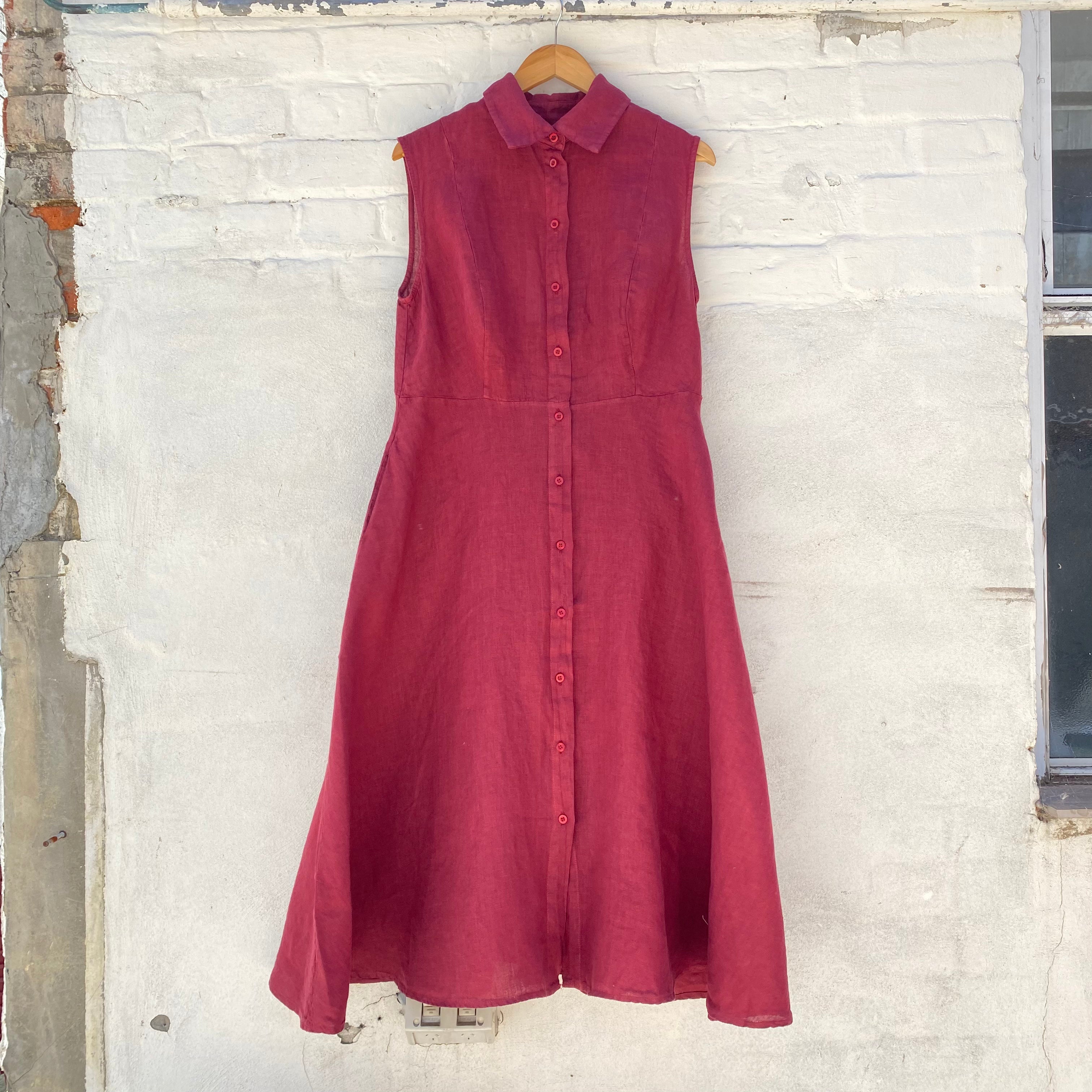 Montaigne Amandine Button Up Shirt Dress Dress Etika Barn Red 