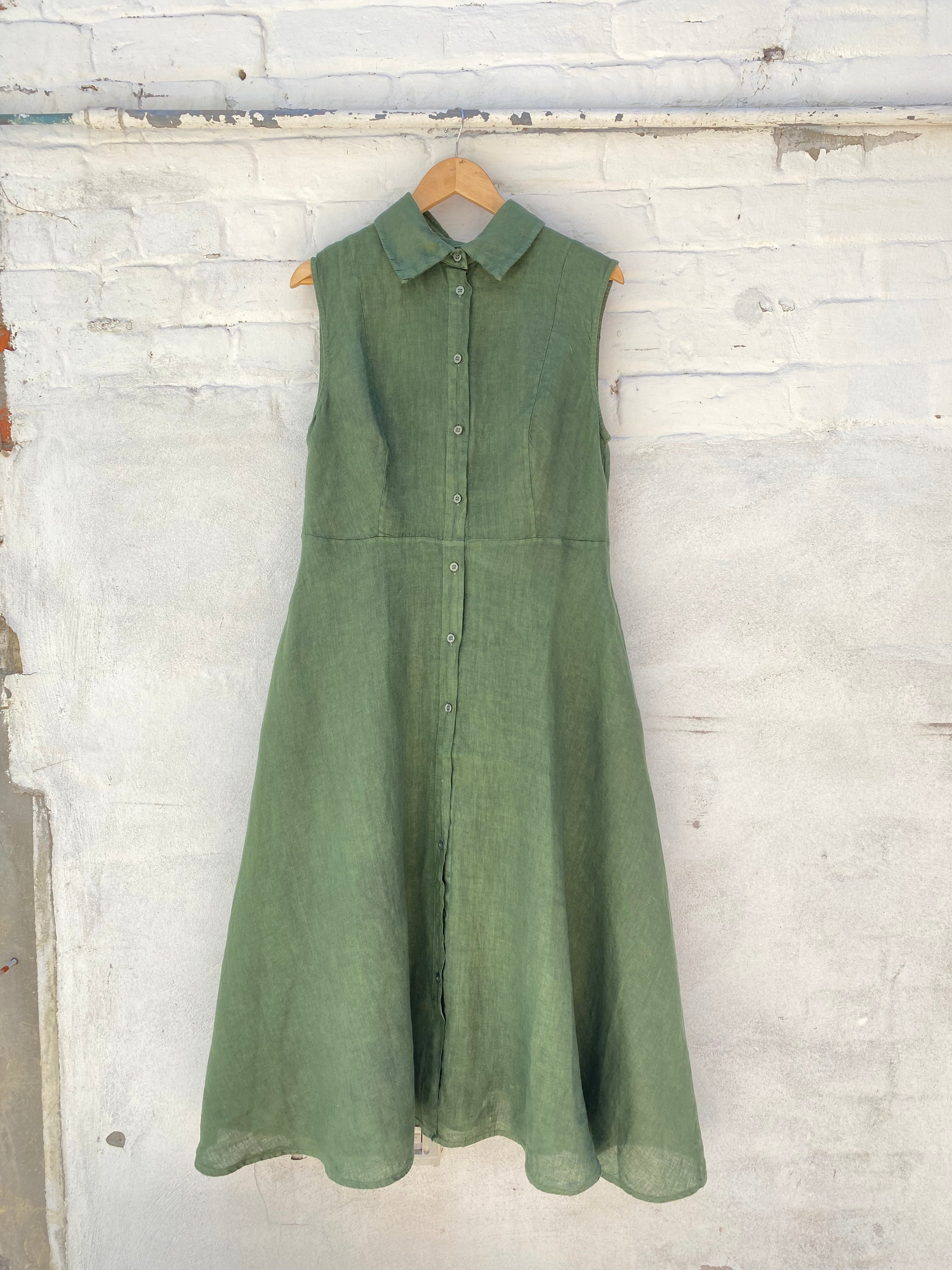 Montaigne Amandine Button Up Shirt Dress Dress Etika Forest Green 