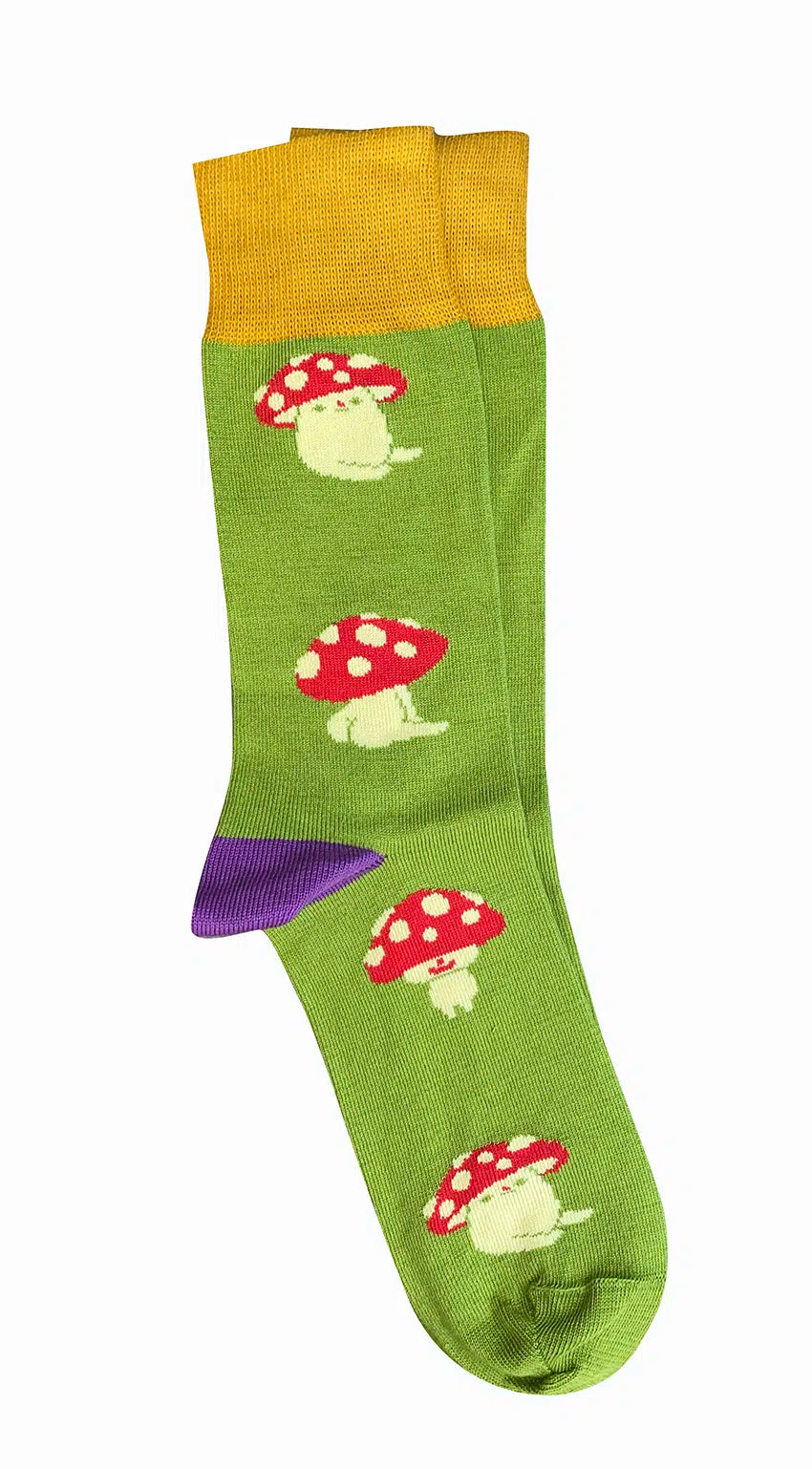 'Mushrooms' Cotton Socks - Tightology socks Tightology Lime 