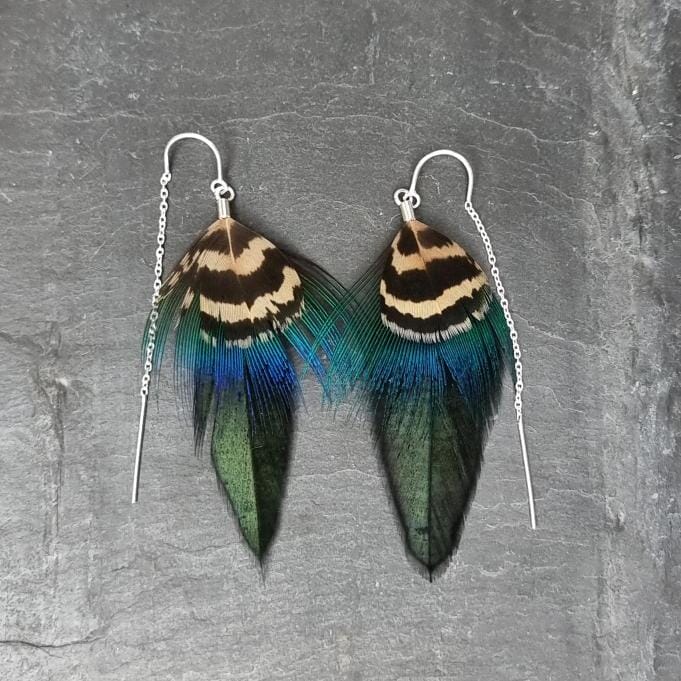 Peacock Feather Earrings - Emily Eliza Earrings Emily Eliza Arlotte 