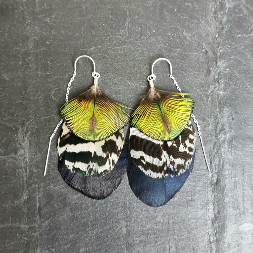 Peacock Feather Earrings - Emily Eliza Earrings Emily Eliza Arlotte 