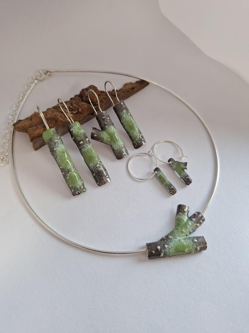 Forest Lichen Silver Earrings - Hulley Jewellery Earrings Hulley Jewellery 