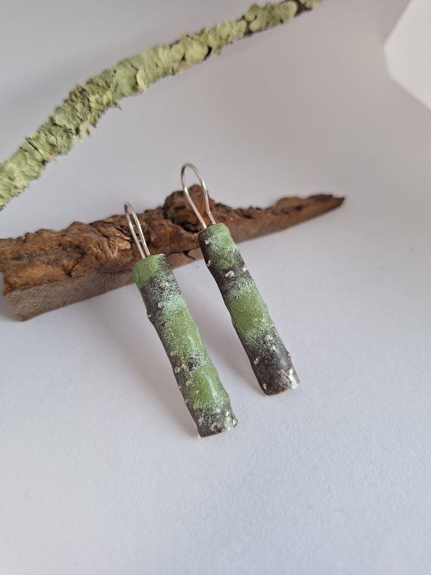 Forest Lichen Silver Earrings - Hulley Jewellery Earrings Hulley Jewellery Long Drop 