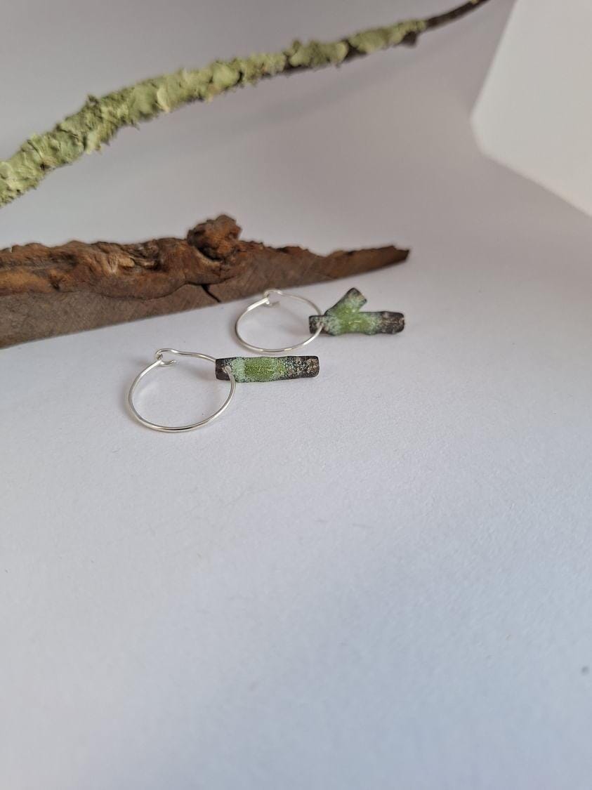 Forest Lichen Silver Earrings - Hulley Jewellery Earrings Hulley Jewellery Hoop 