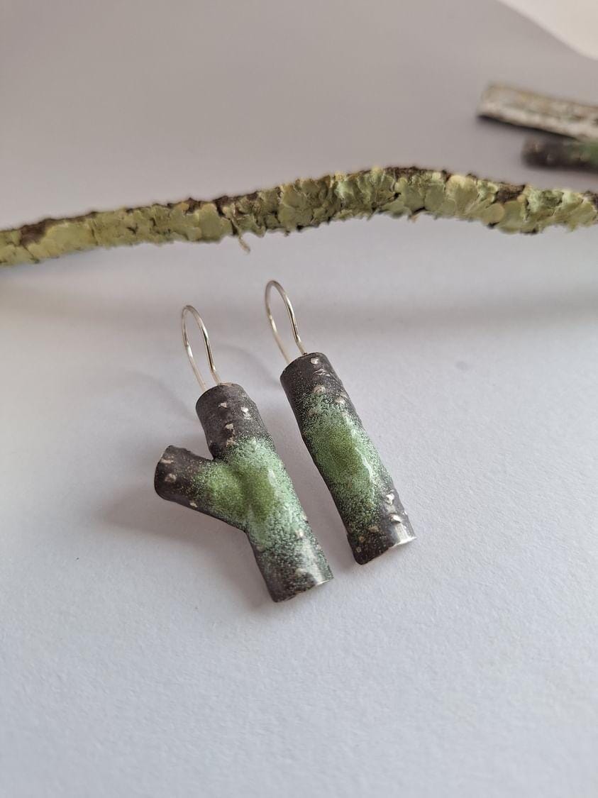 Forest Lichen Silver Earrings - Hulley Jewellery Earrings Hulley Jewellery 