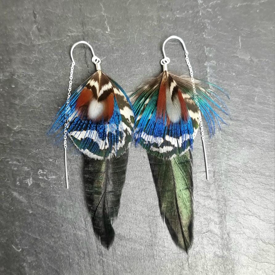 Peacock Feather Earrings - Emily Eliza Earrings Emily Eliza Arlotte Peacock White 