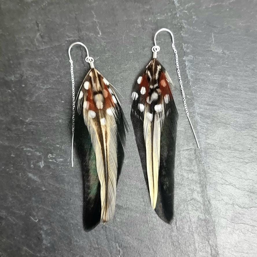 Rooster Feather Earrings - Emily Eliza Earrings Emily Eliza Arlotte Long Autumn 