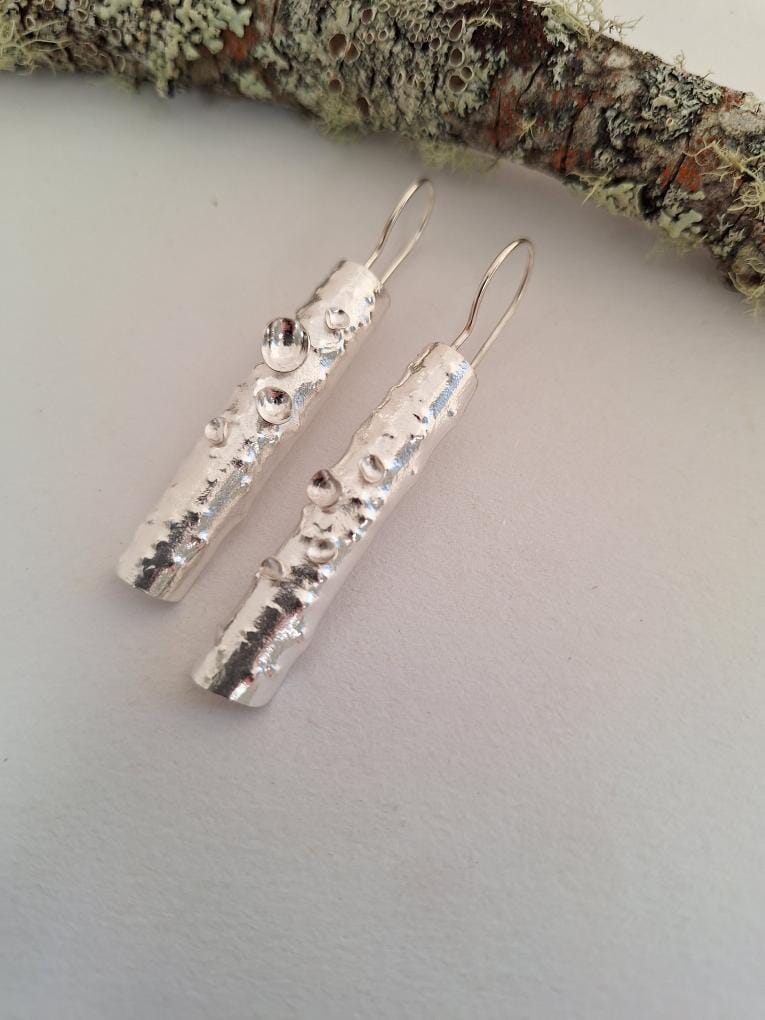 Forest Lichen Silver Earrings - Hulley Jewellery Earrings Hulley Jewellery Silver Forest Lichen Drop 