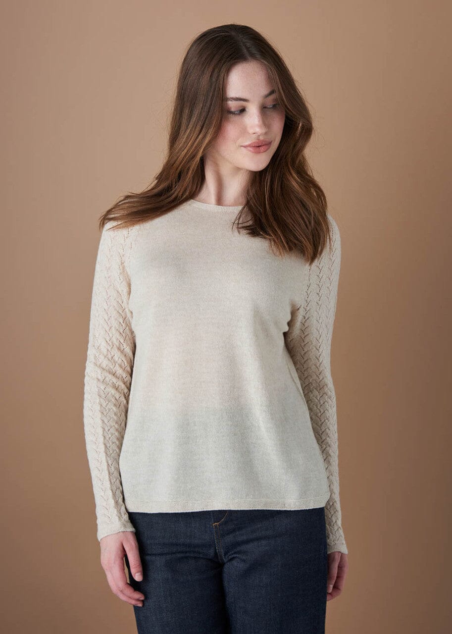 Blair Lace Raglan Sleeve Merino Top - Uimi sweater Uimi Antique S 