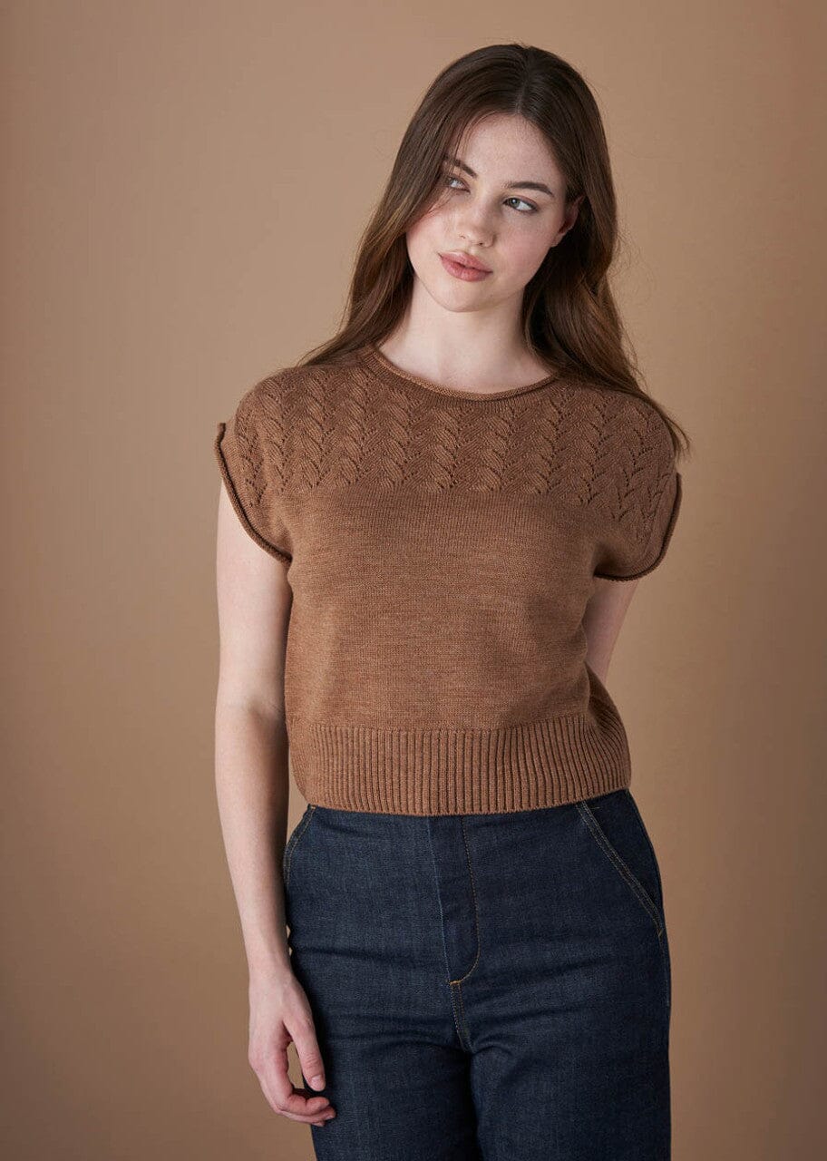 Blair Lace Raglan Sleeve Merino Vest - Uimi sweater Uimi Gingerbread S 