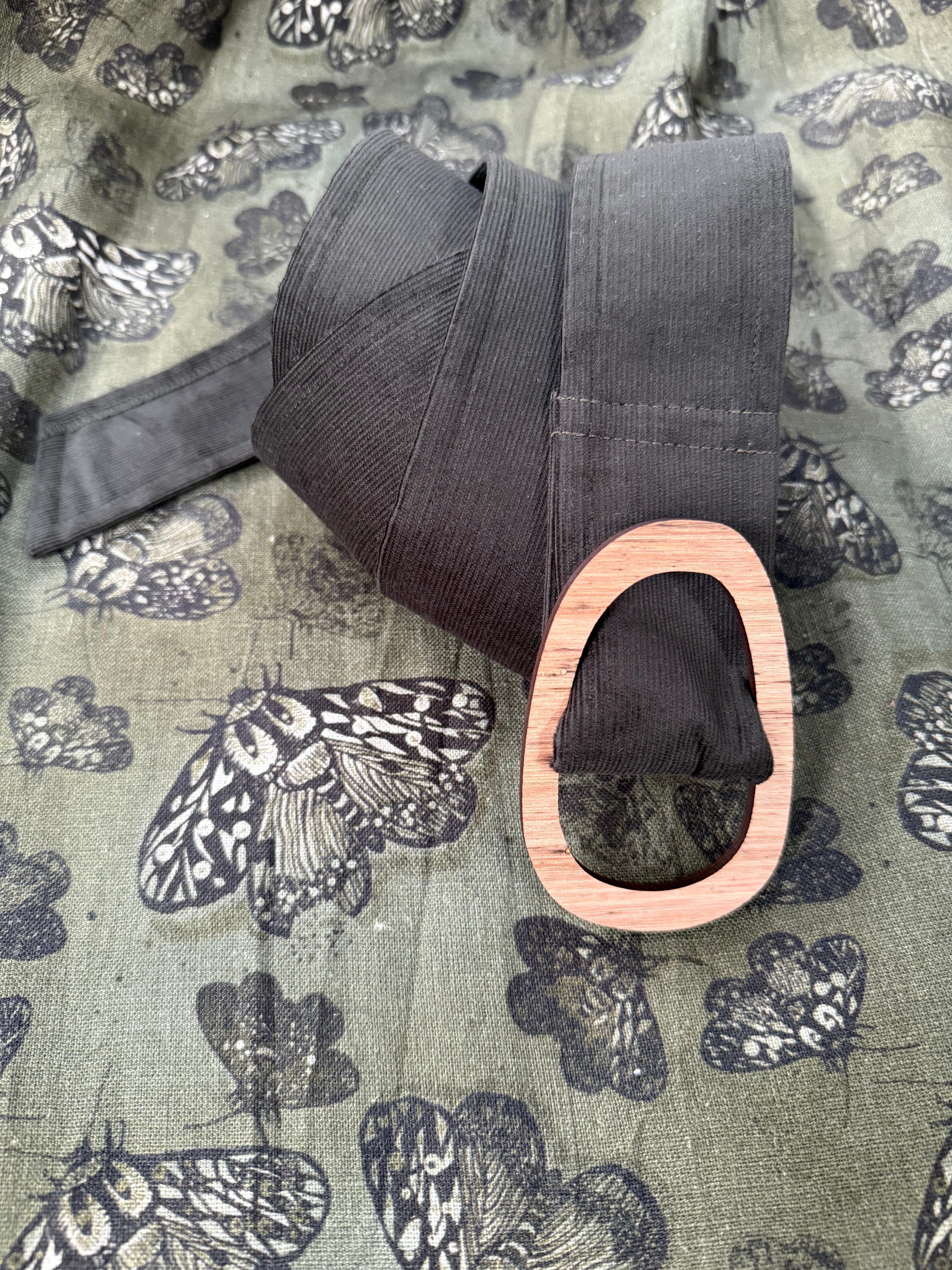 Tasmanian Oak Belts - Moss Corduroy Belt Buckles The Spotted Quoll 