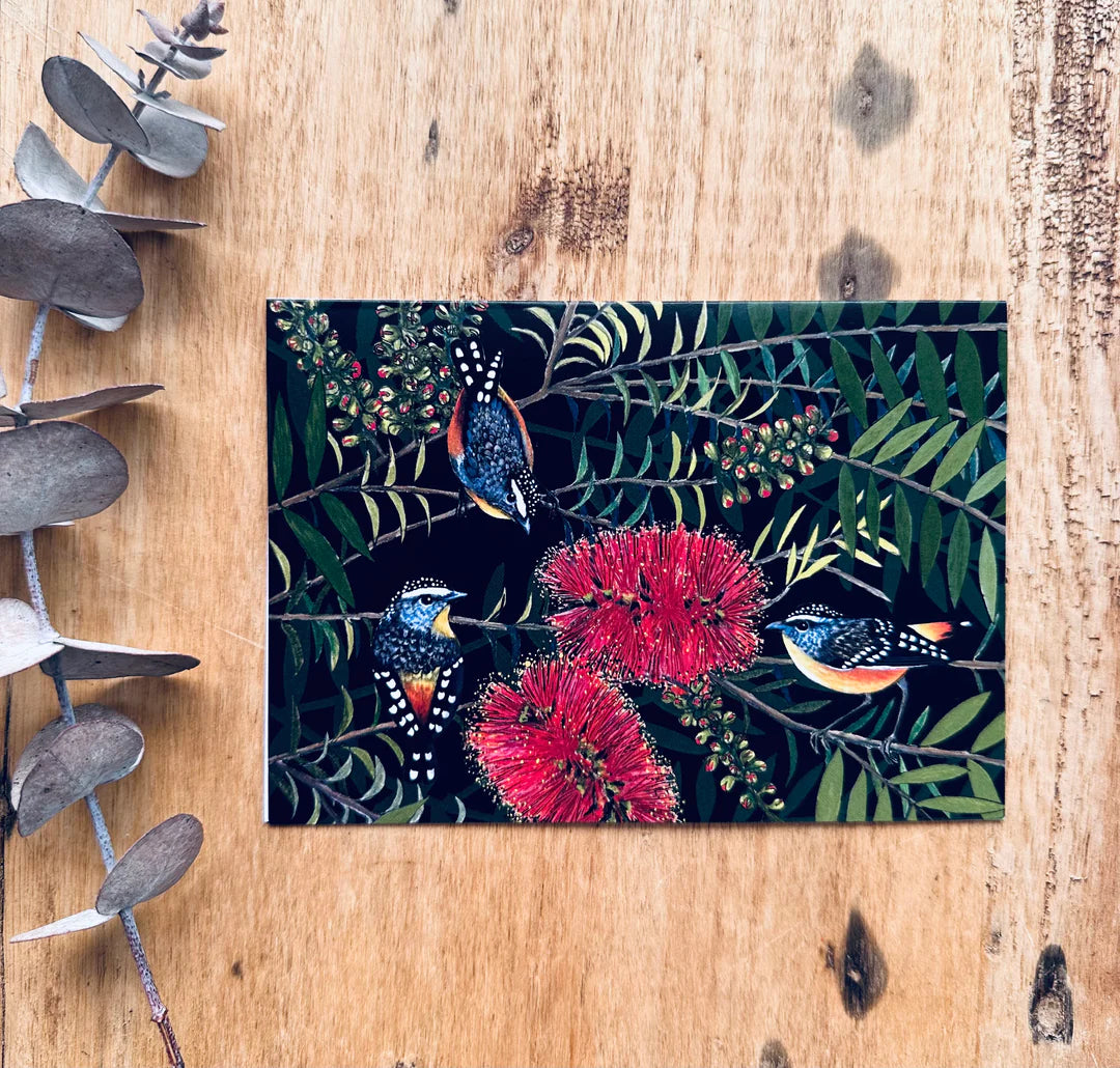 Greeting Cards PIGMENT by Monica Reeve greeting cards Monica Reeve Spotted Pardalote & Banksia 