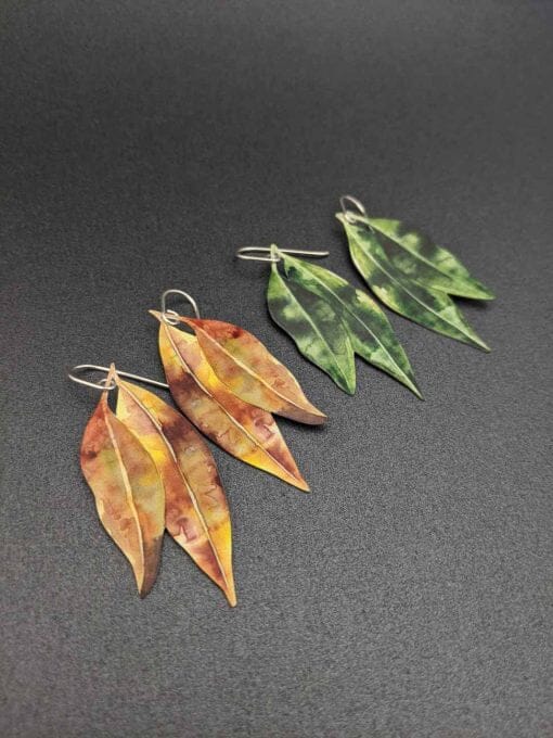Gum Leaf Earrings - Erin K Jewellery Earrings Erin K Jewellery Orange 
