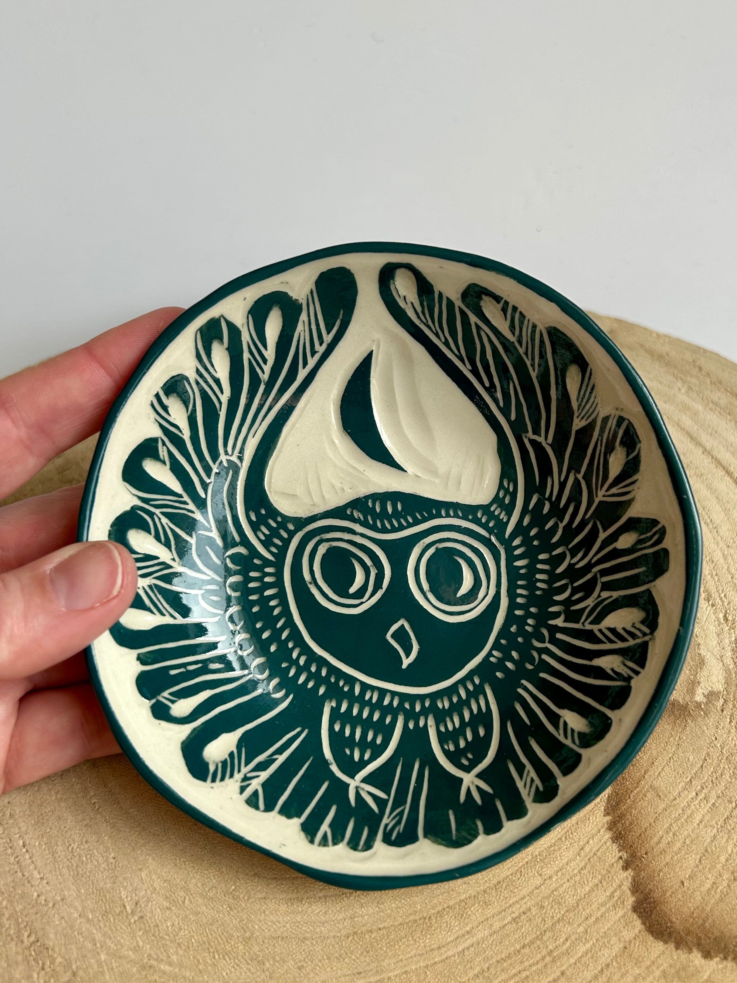 Aurora Fae Owls ceramics The Aurora Fae Amulet Green Bowl small (140mm x 35mm) 