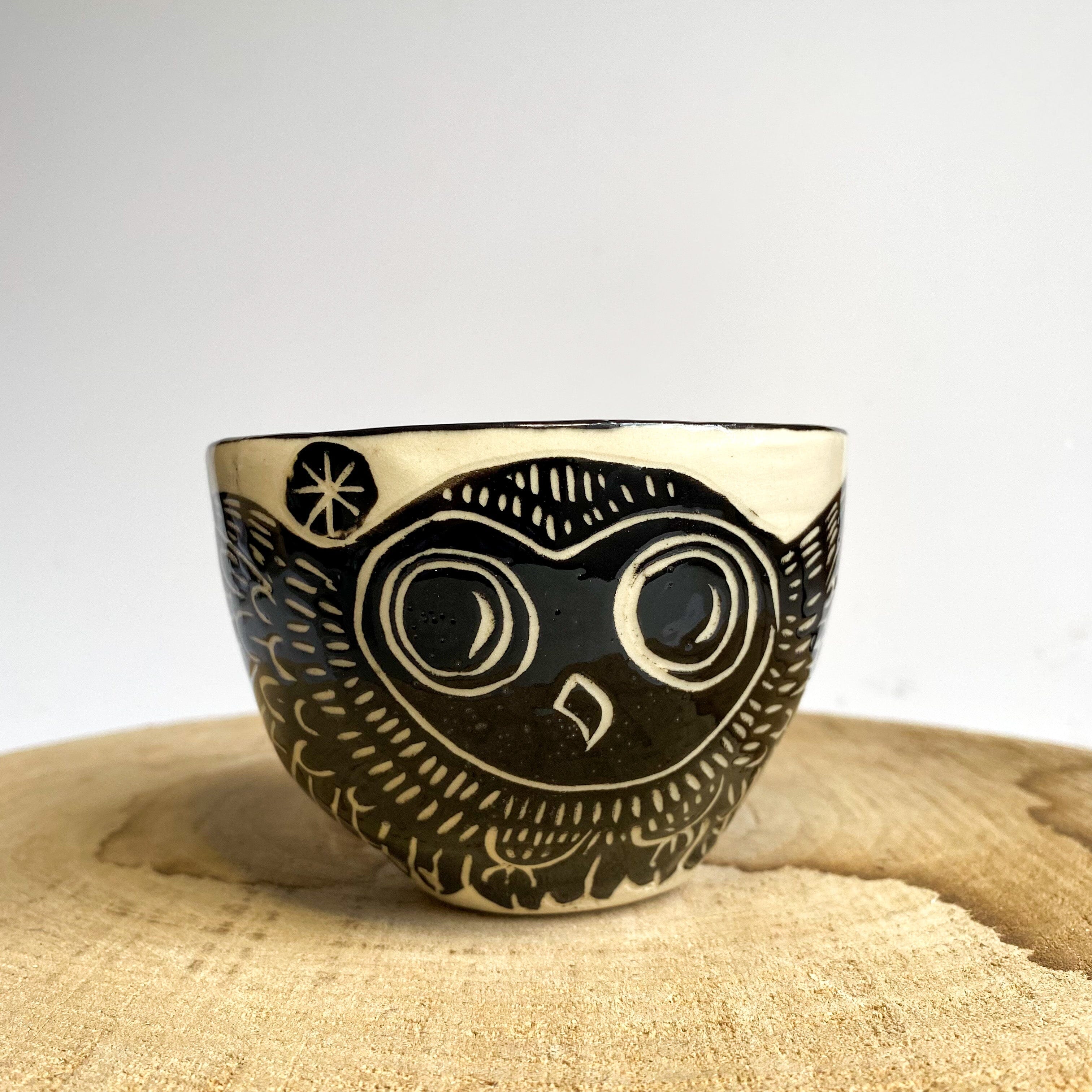 Aurora Fae Owls ceramics The Aurora Fae Black Tumbler (100mm x 80mm) 