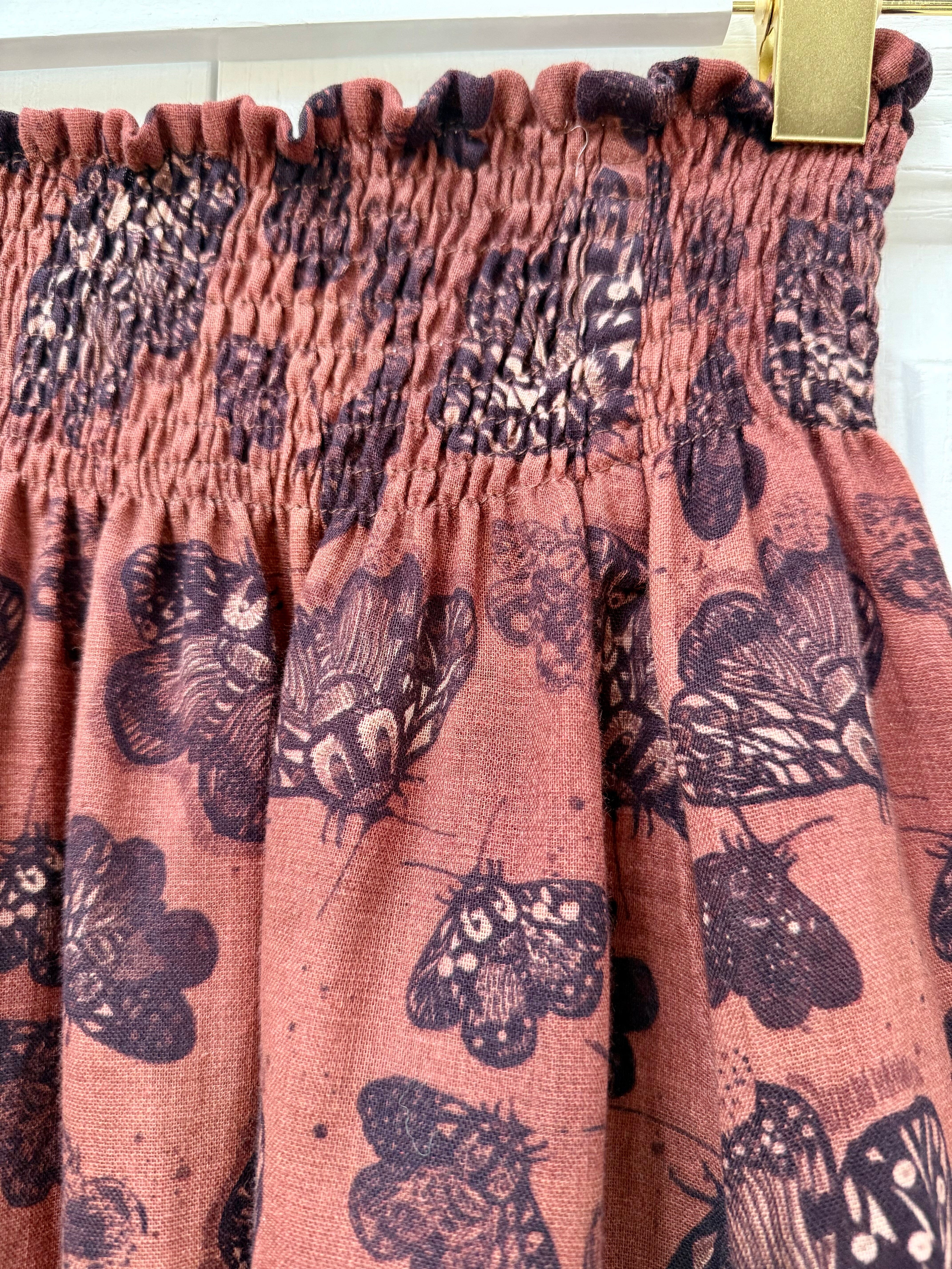 Frankie Shirred Skirt - Cocoa Moth Skirt The Spotted Quoll 