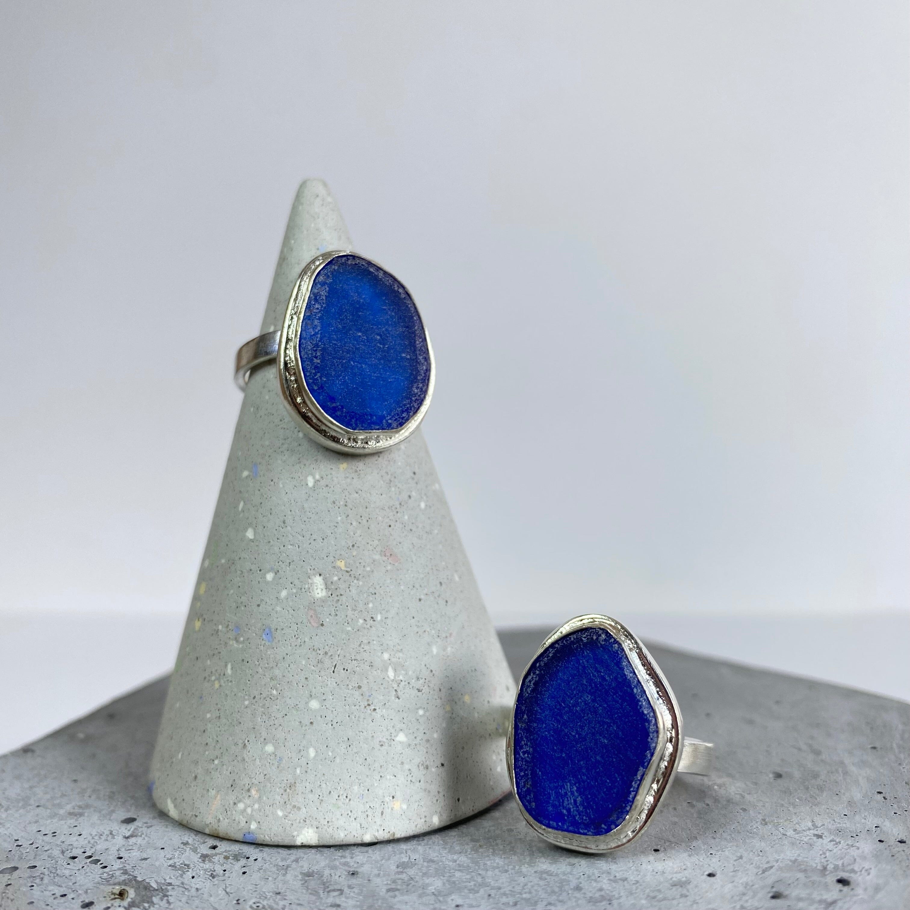 Adjustable Sea Glass Rings - Lisa Carney Jewelry Lisa Carney Designs Blue 