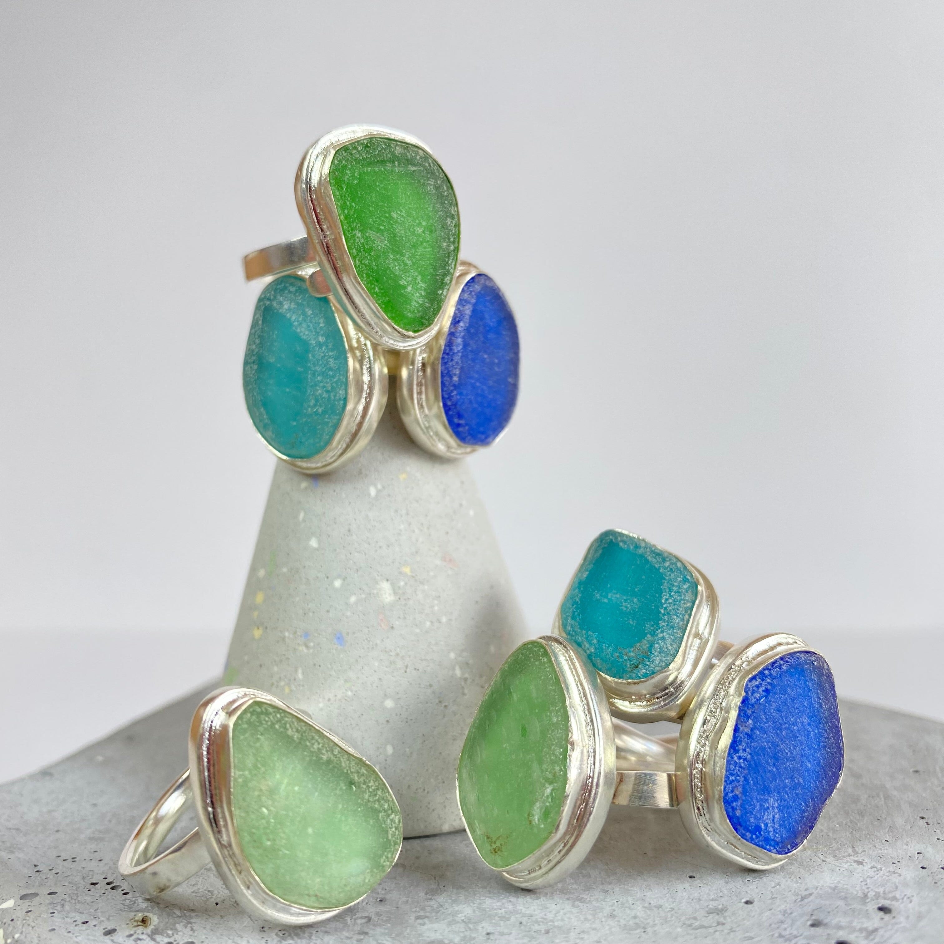 Adjustable Sea Glass Rings - Lisa Carney Jewelry Lisa Carney Designs 