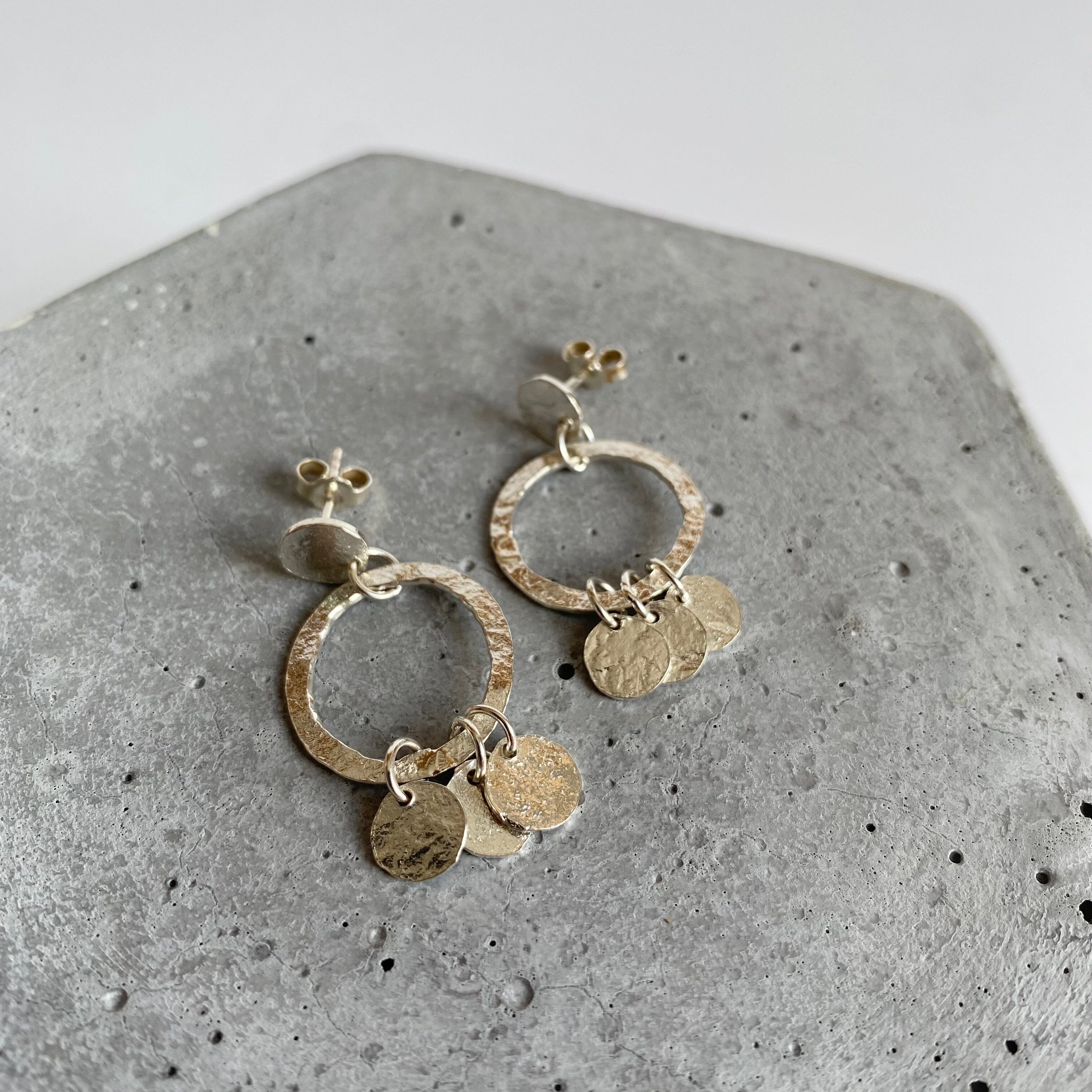 Hammered Collection - Lisa Carney Jewelry Lisa Carney Designs Moon Glimmer Earrings Silver 30mm