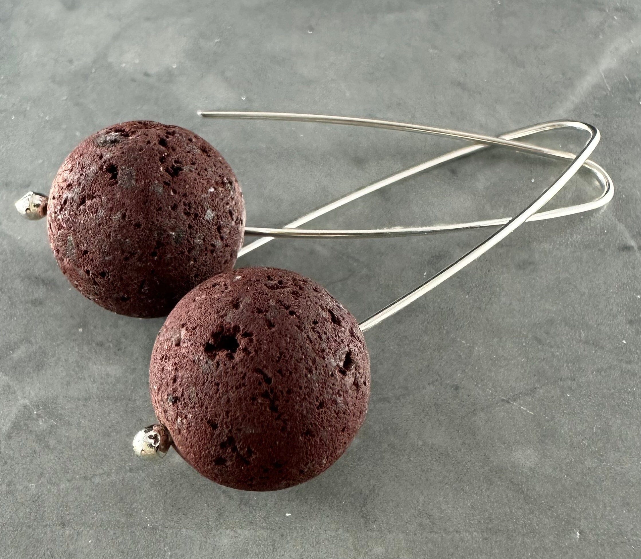 Semi Precious Beaded Dangles - Jillian Jak Earrings Jillian Jak Brown Lava 
