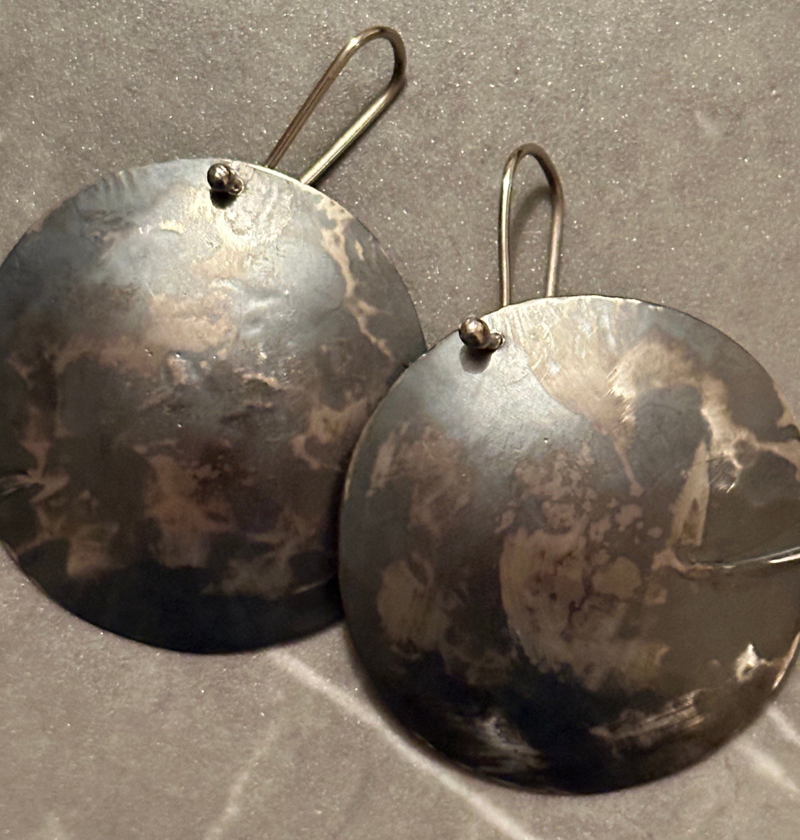 Oxidized Silver Earrings by Jillian Jak Earrings Jillian Jak Shield 65mm 