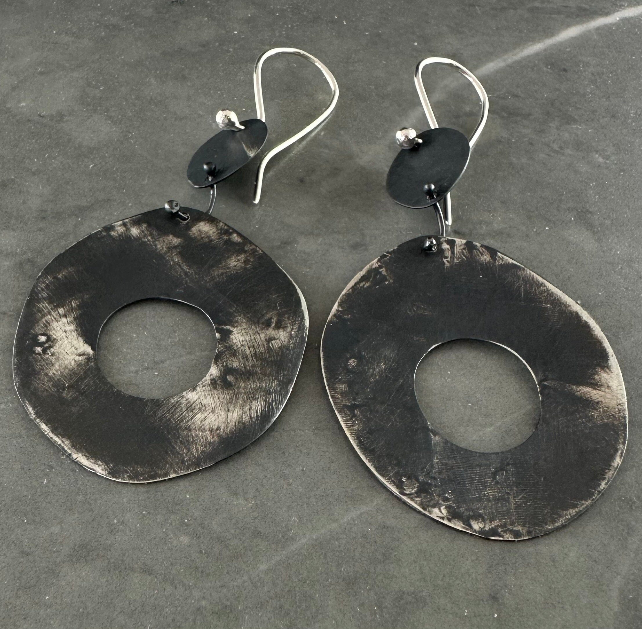 Oxidized & Silver Earrings by Jillian Jak Earrings Jillian Jak Black Discs 