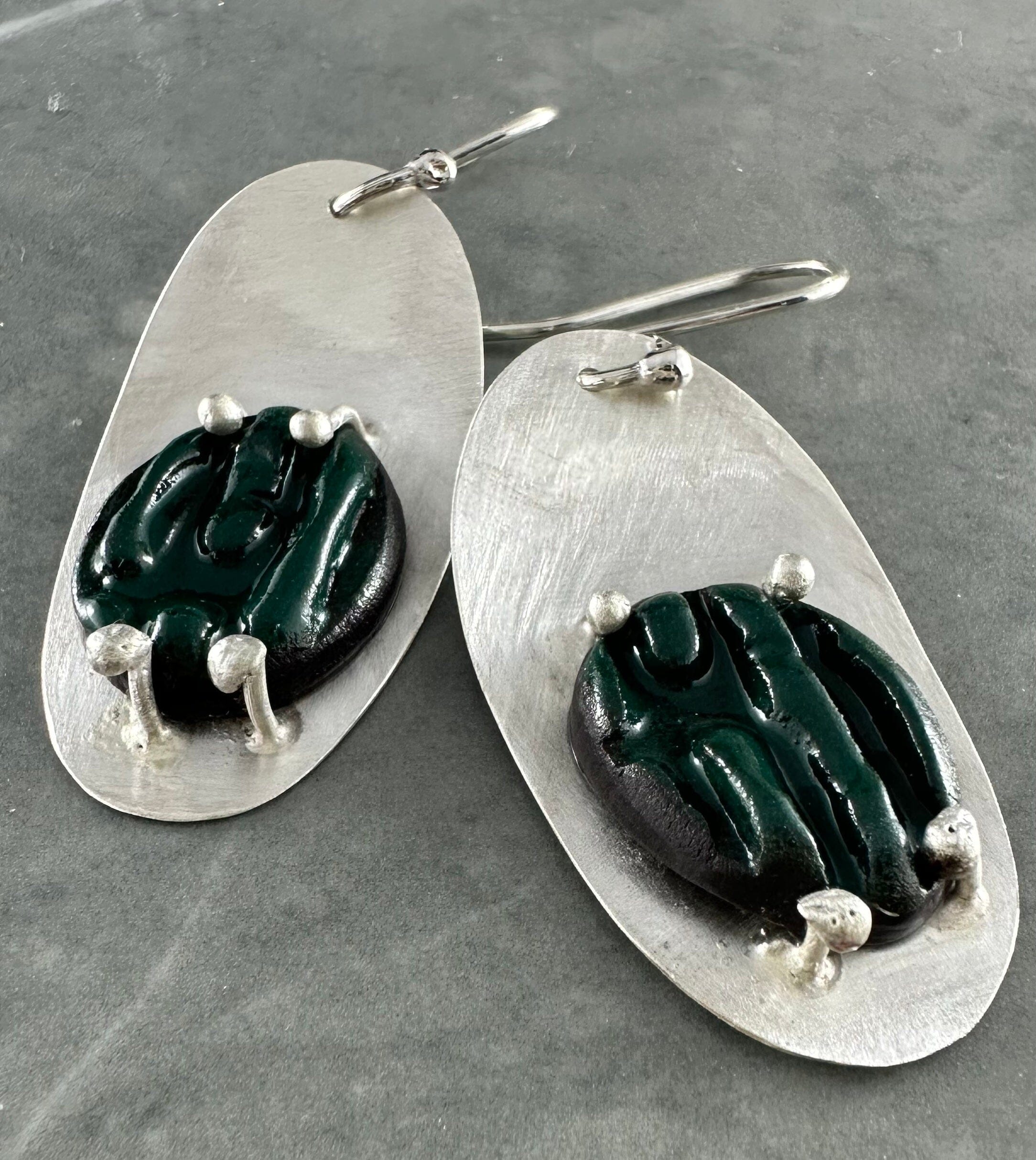 Ceramic & Silver Jewellery - Pencil Pines Earrings Jillian Jak & Meek Mud Concave Lake (60mm) 