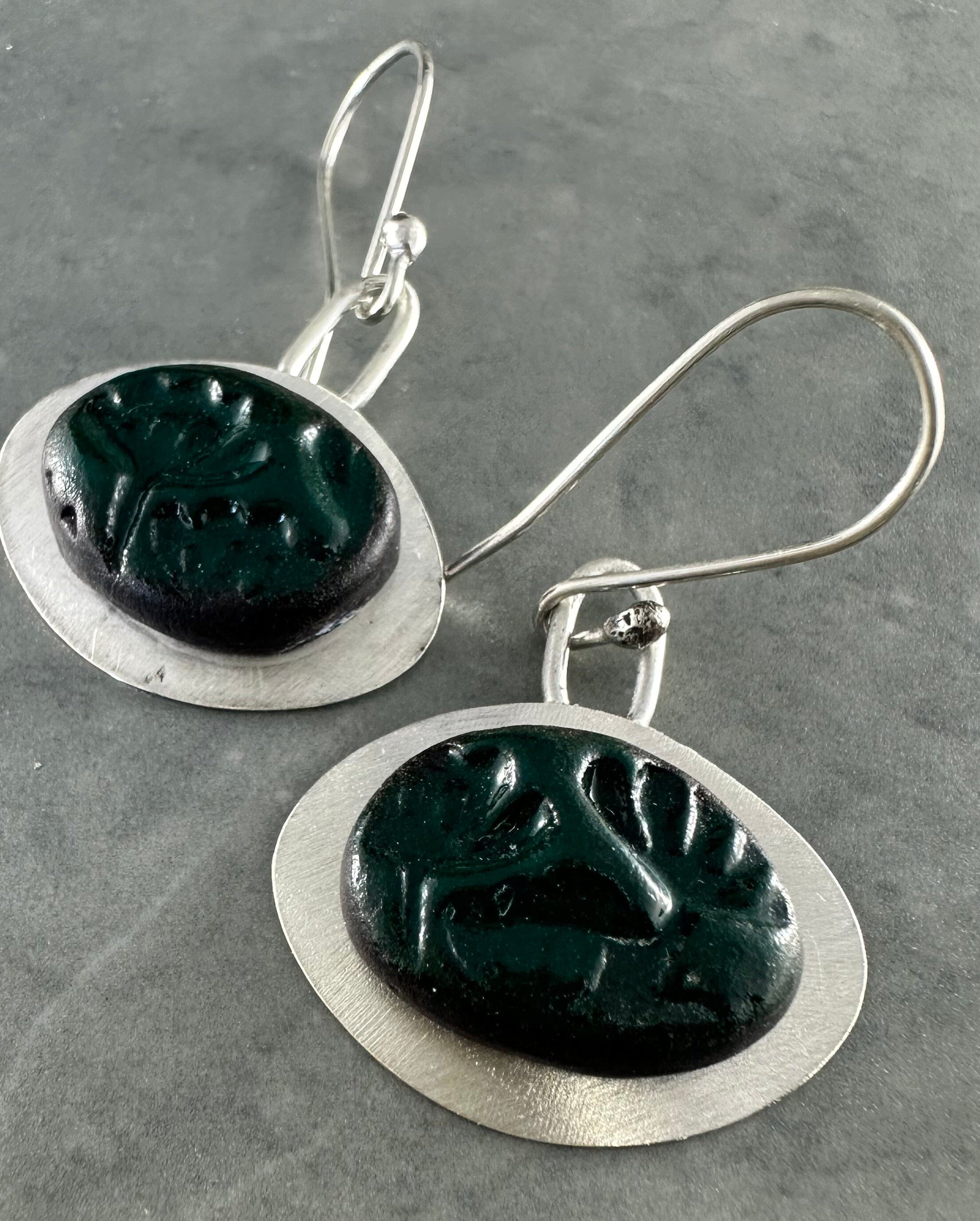 Ceramic & Silver Jewellery - Pencil Pines Earrings Jillian Jak & Meek Mud Lagoon Drop (50mm) 