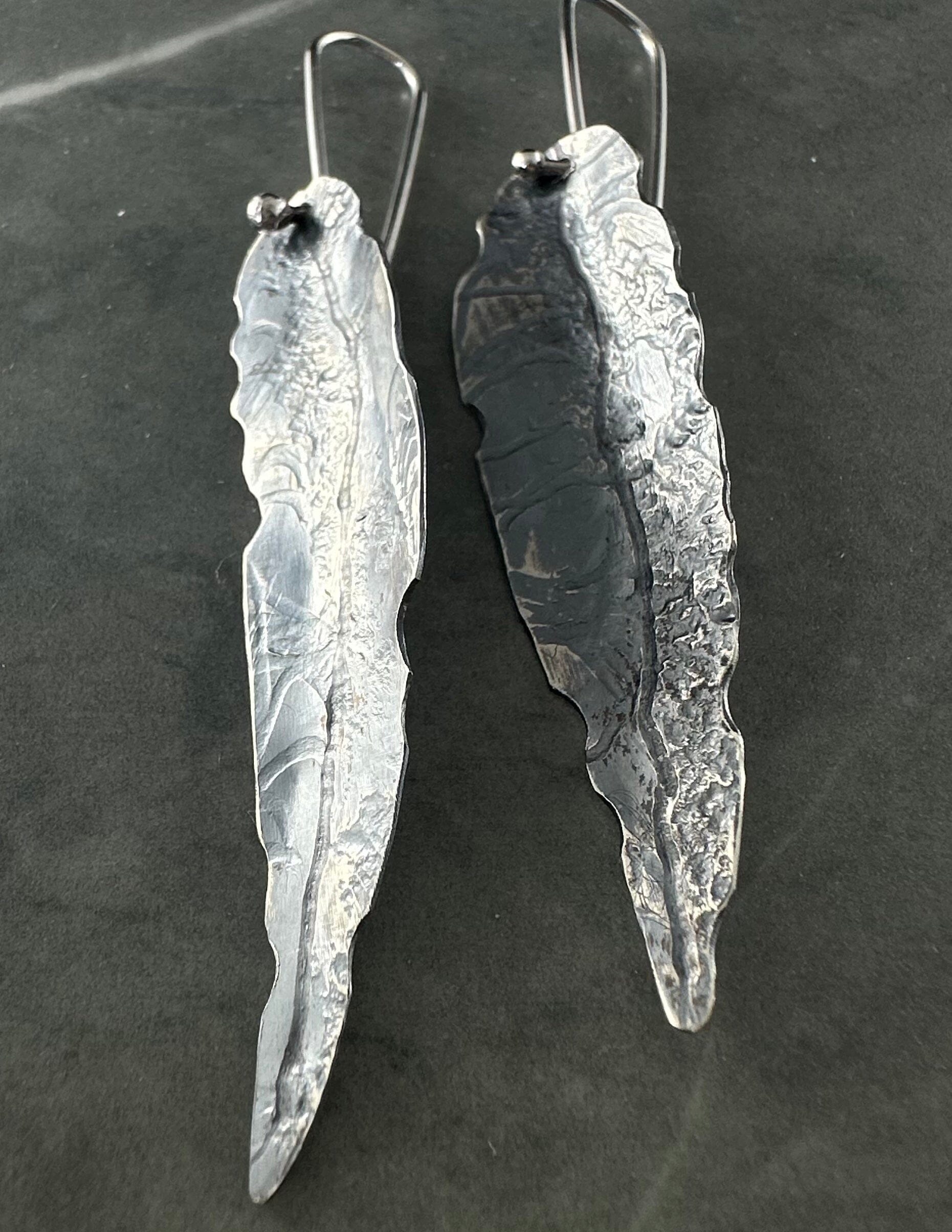 Oxidized & Silver Earrings by Jillian Jak Earrings Jillian Jak Silver & Oxi Feather 