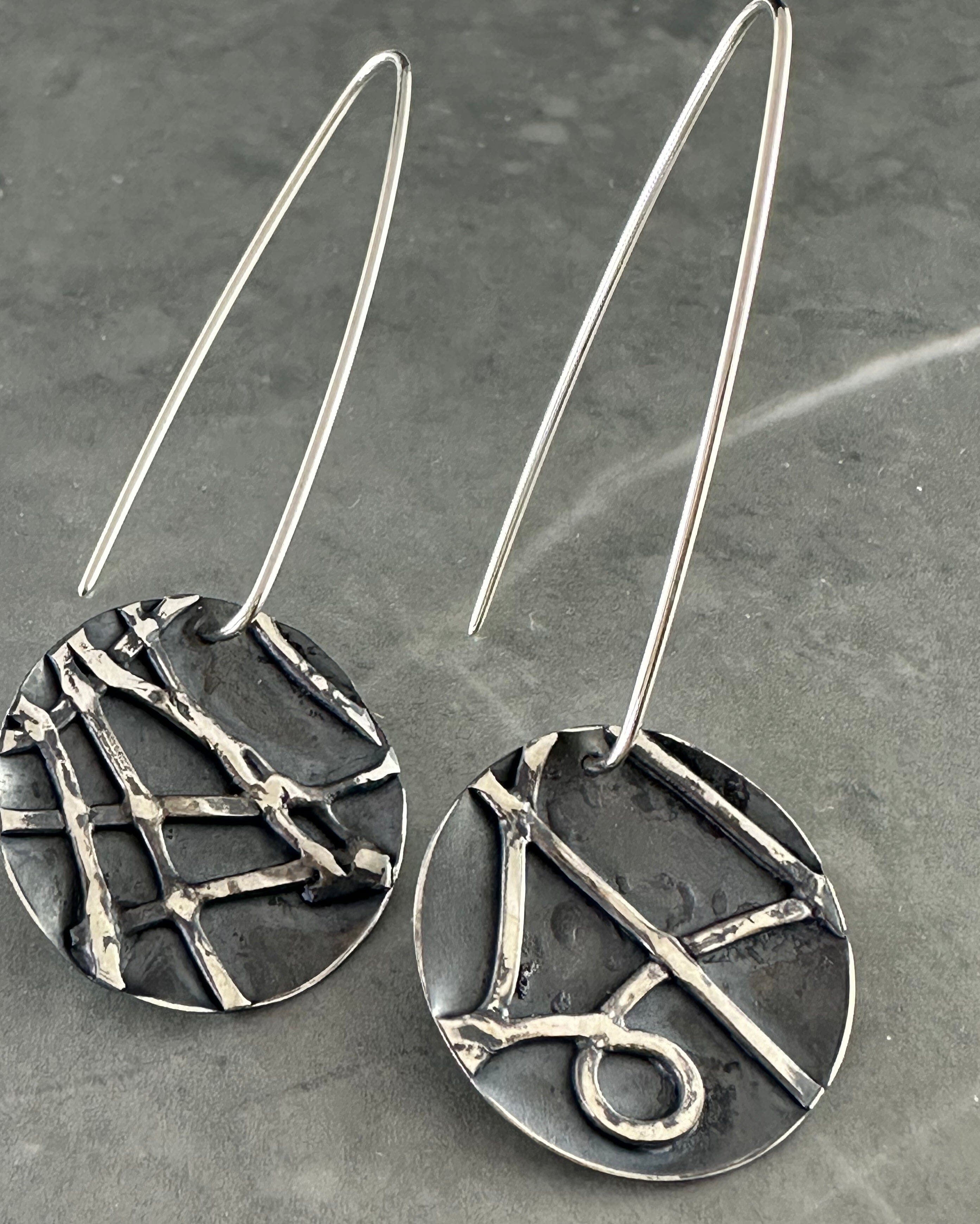 Oxidized Silver Earrings by Jillian Jak Earrings Jillian Jak Round Textured Silver 