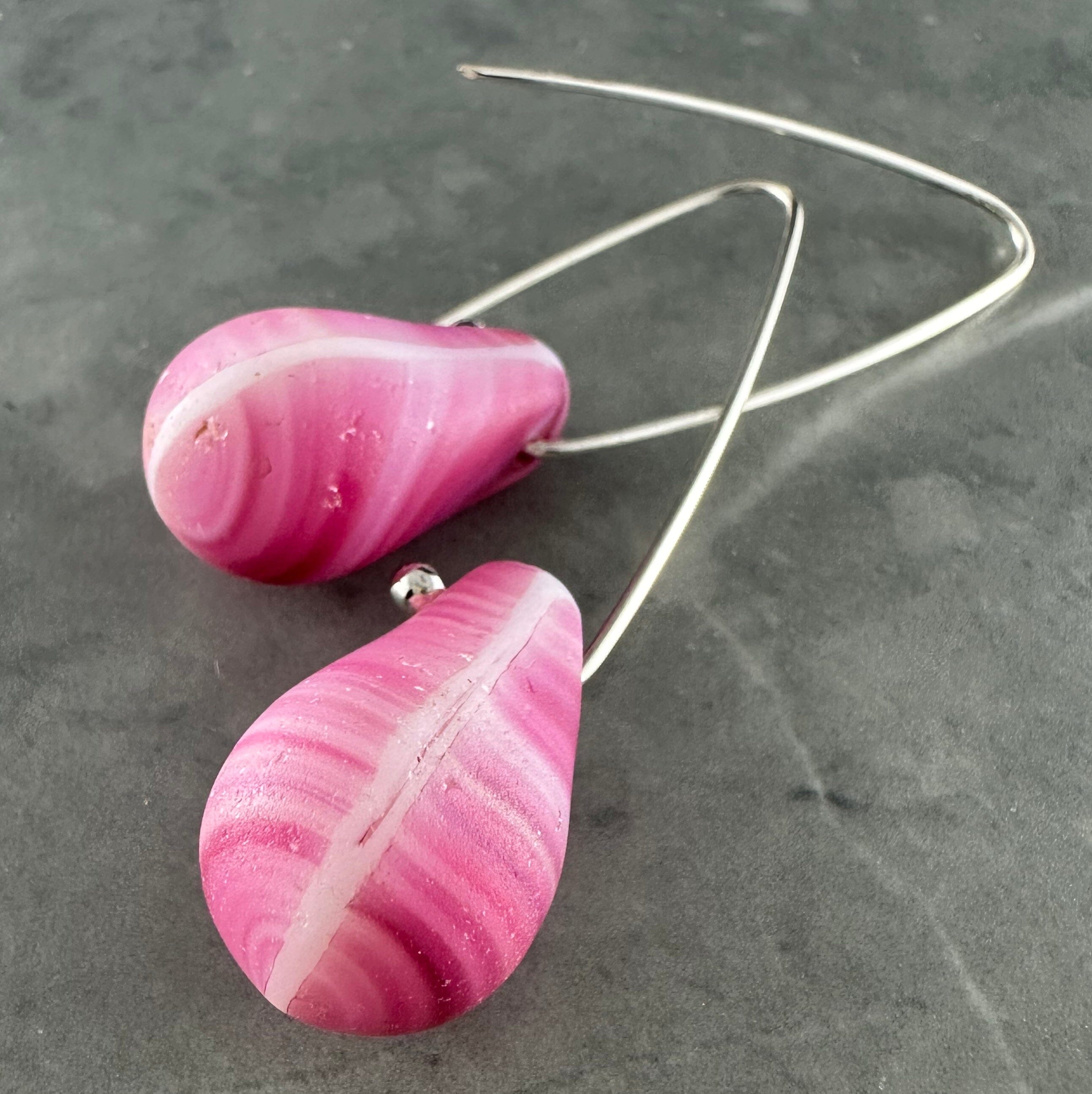 Semi Precious Beaded Dangles - Jillian Jak Earrings Jillian Jak Pink Drop 