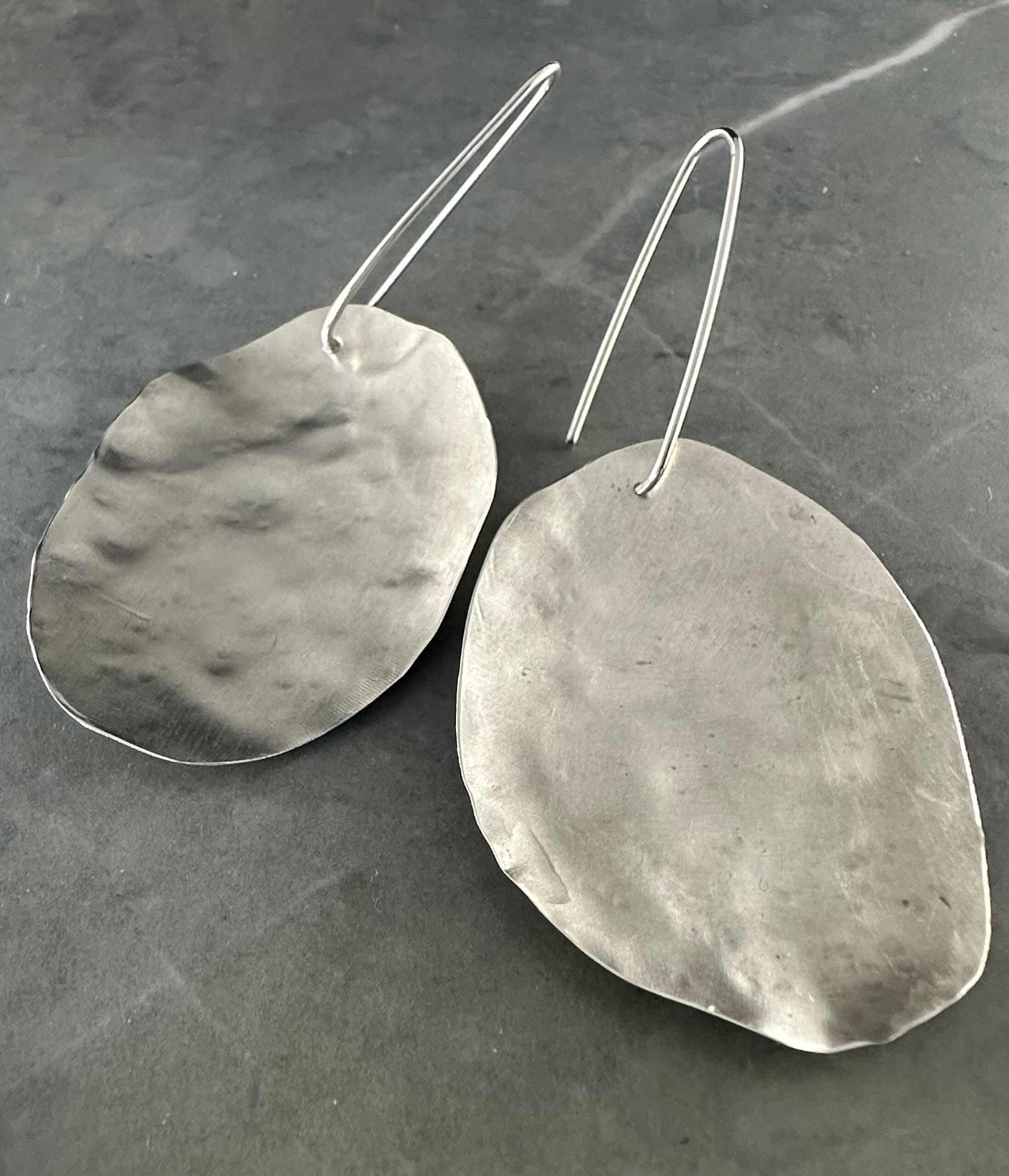 Oxidized & Silver Earrings by Jillian Jak Earrings Jillian Jak Brushed Concave 