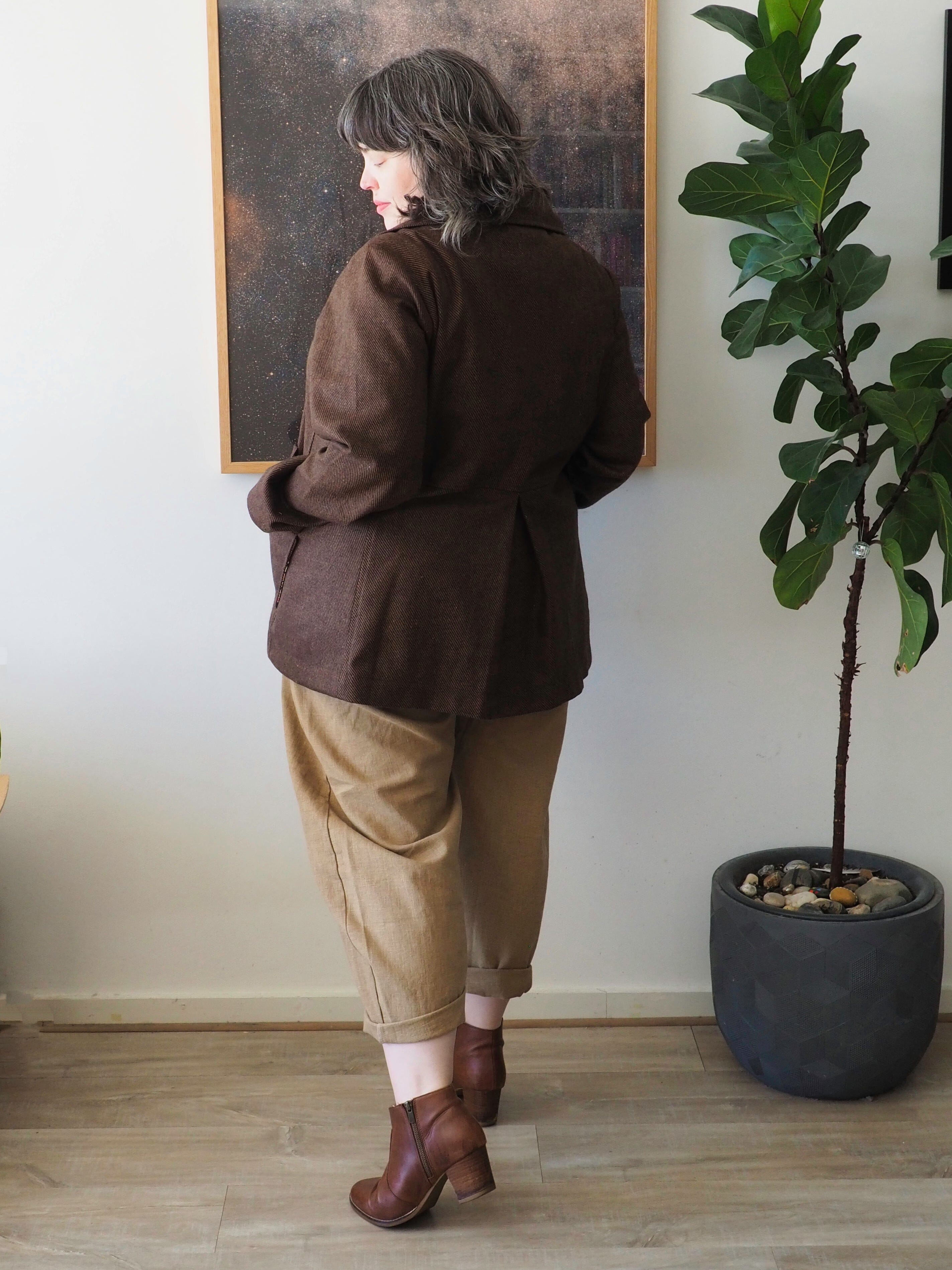 Island Pleat Wool Coat - Cocoa Twill Coat The Spotted Quoll 