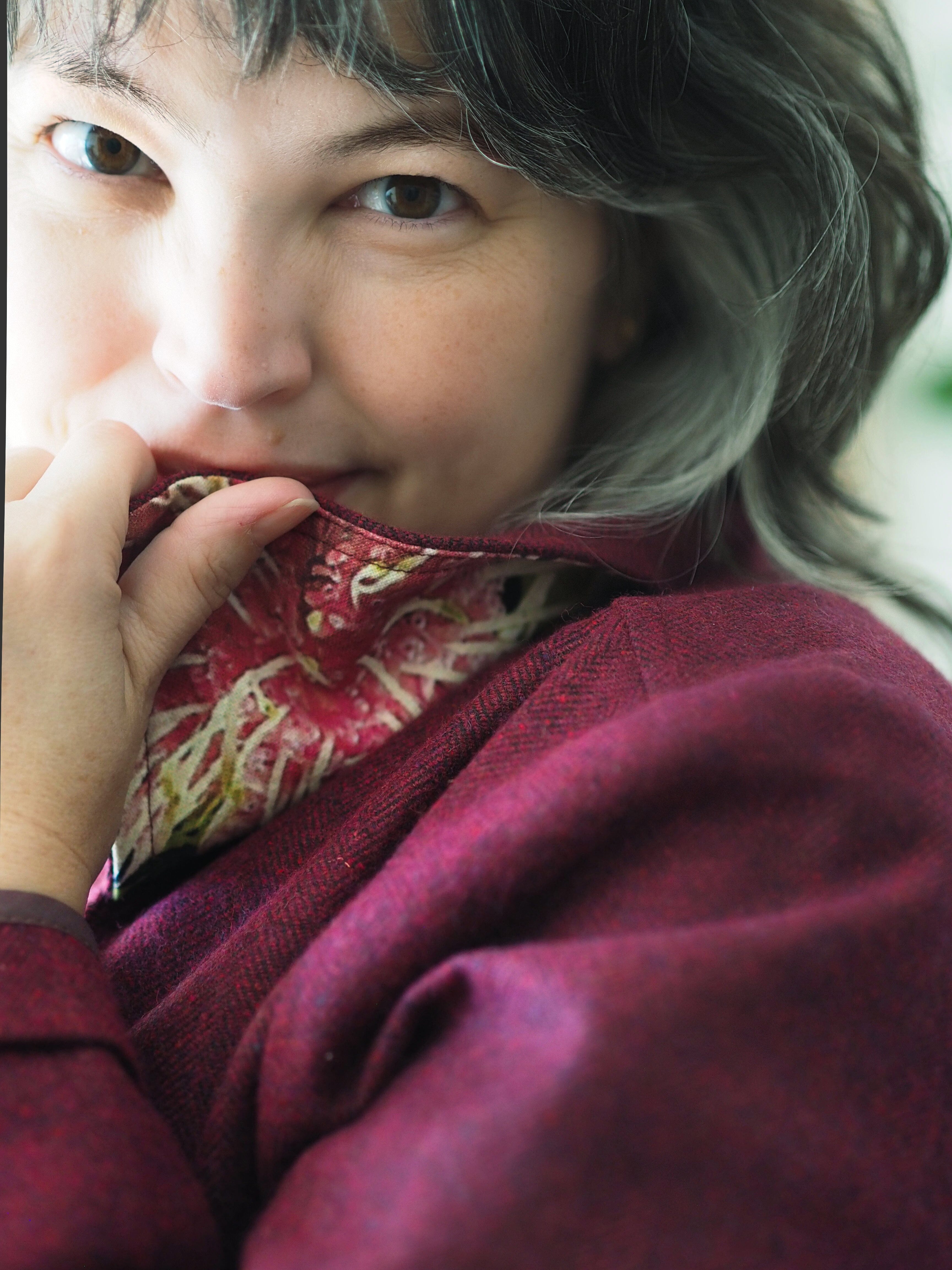 Island Pleat Wool Coat - Vino Herringbone Coat The Spotted Quoll 