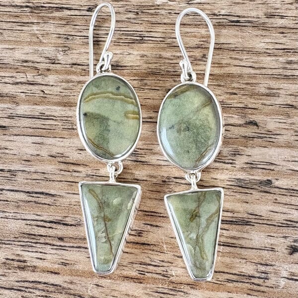 Tasmanian Jade Collection - The Rare and the Beautiful Necklaces The rare and Beautiful Jade Oval and Triangle Dangle Earrings 