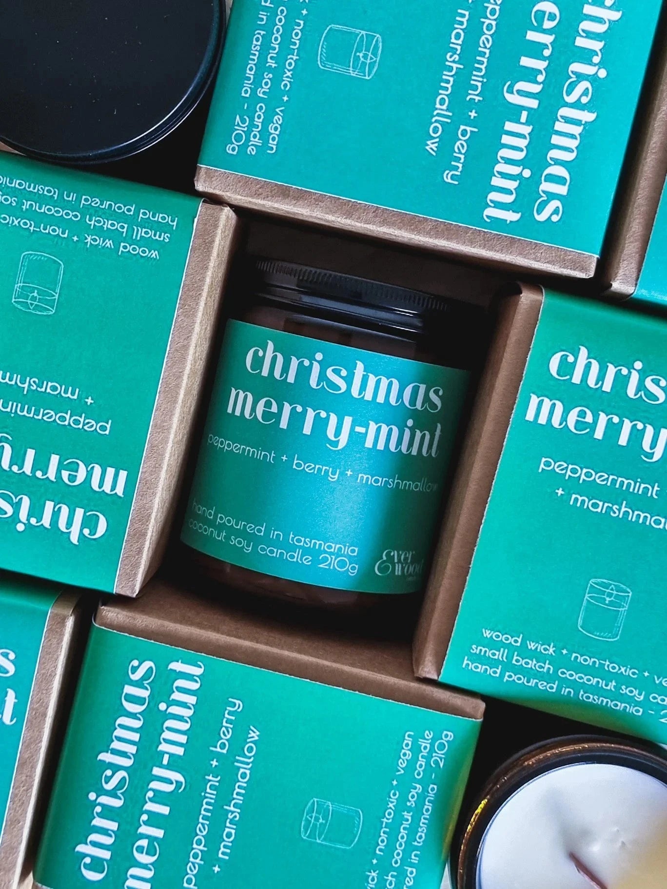 Candles Coconut & Soy - Ever Wood Tasmania Candle Ever Wood Christmas Merry-Mint 