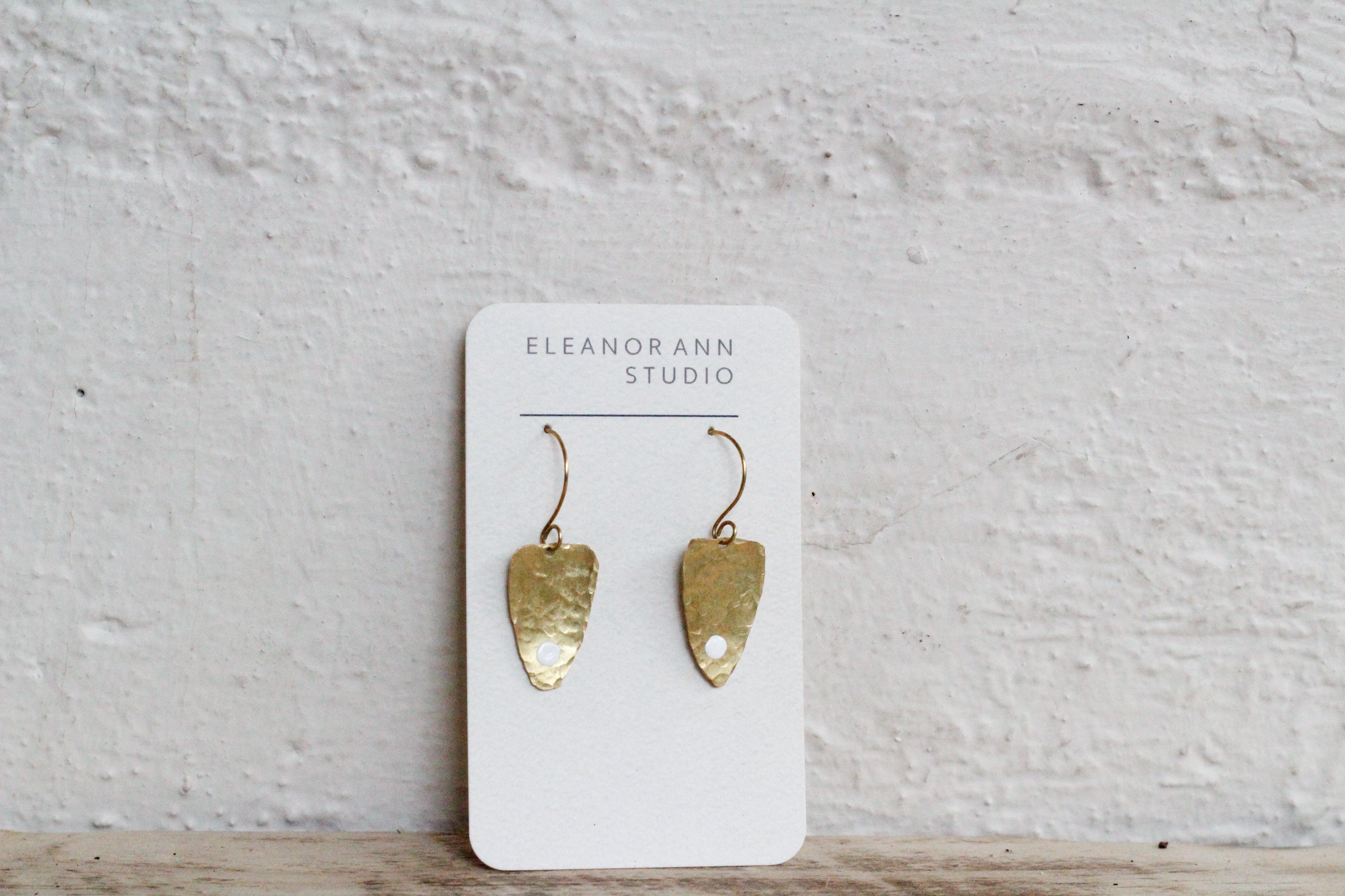 Recycled Copper & Brass Earrings - Eleanor Ann Earrings Eleanor Ann Textured Brass Dot Dangles Brass Hooks 