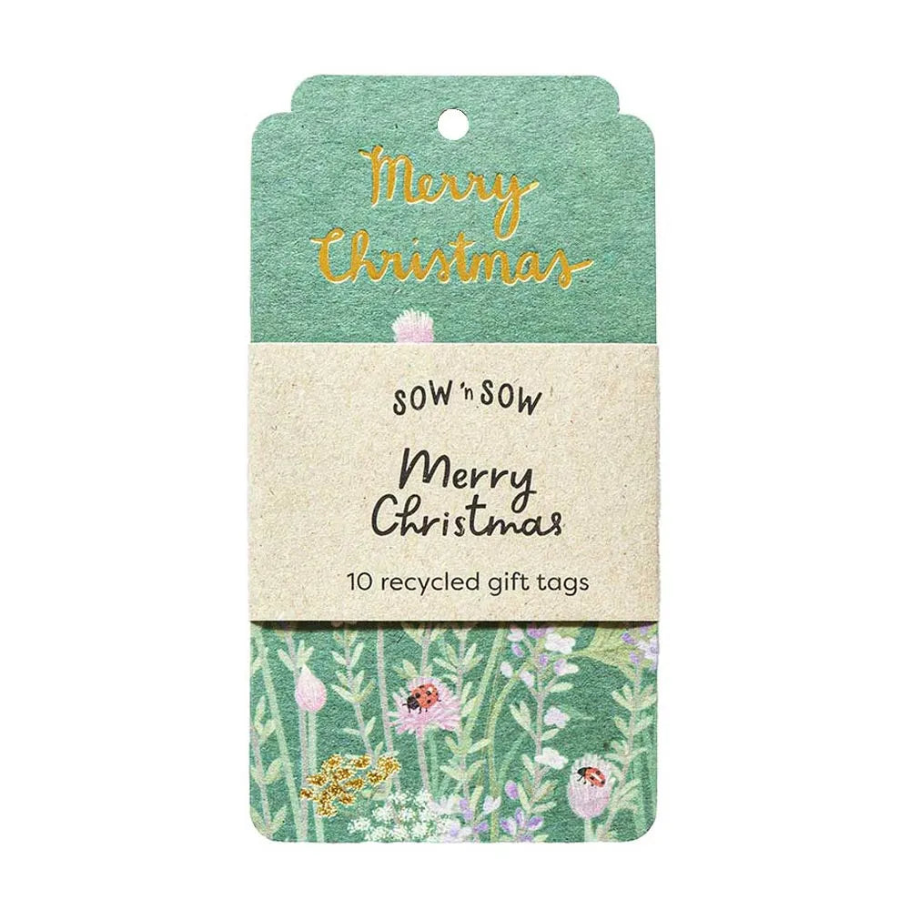 Recycled Gift Tags (10 per pack) greeting cards Sow ‘n Sow Merry Christmas 
