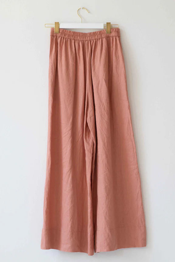 Wide Leg Ollie Linen Pants- Lazybones Australia Pants lazy bones Clay S 