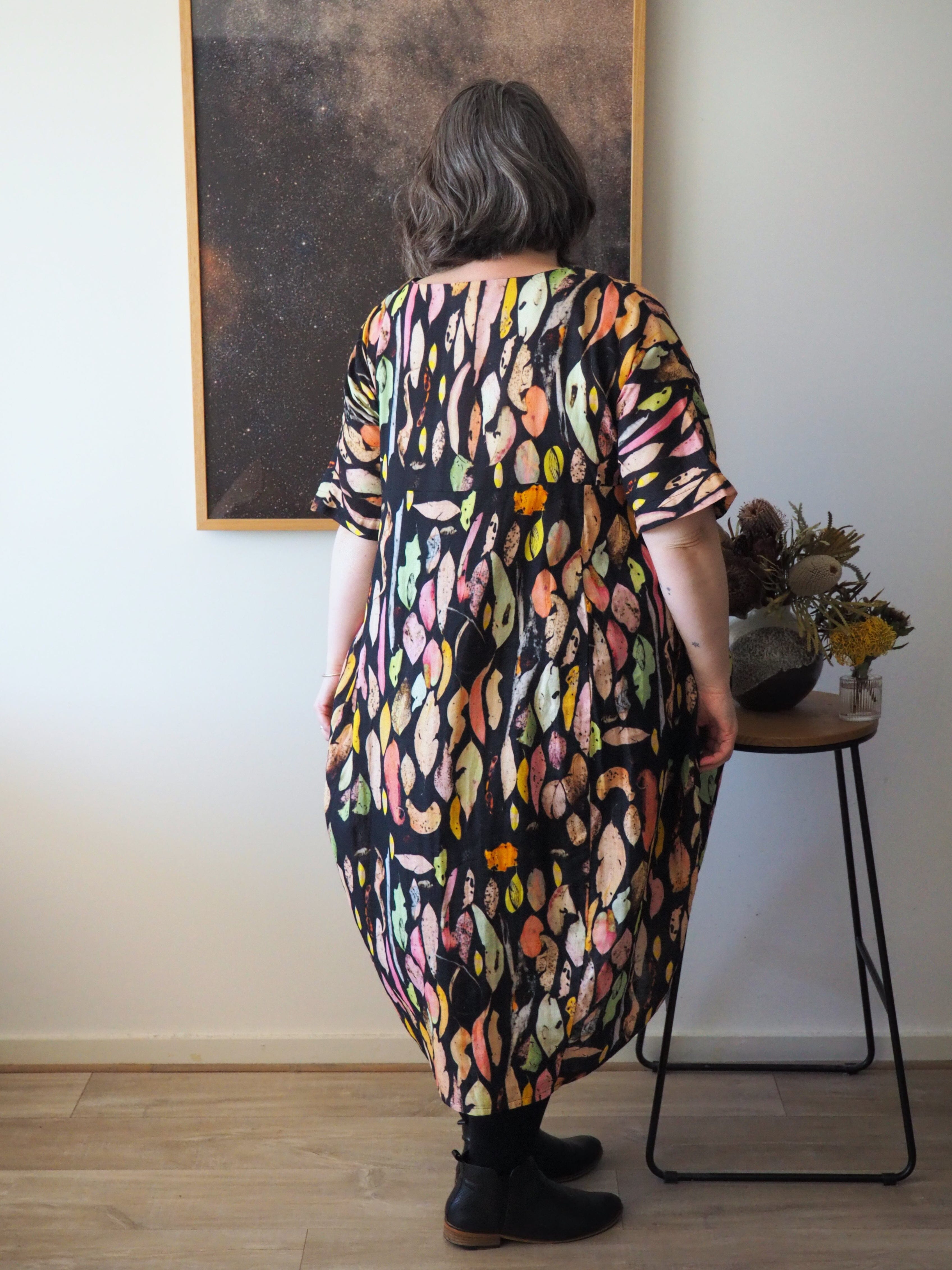 Organic Cocoon Dress - Autumn Forager Dress The Spotted Quoll 