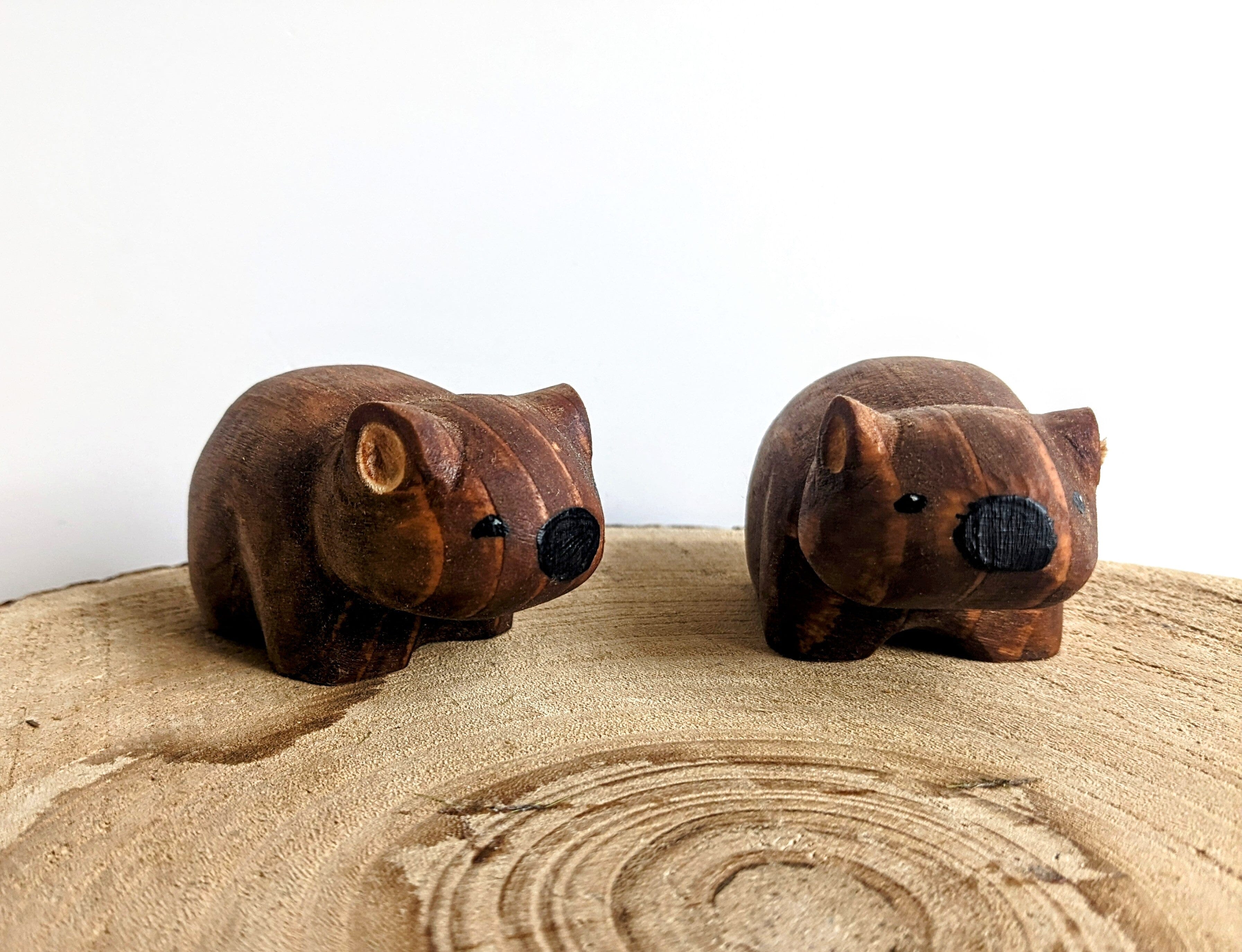 Mini Huon Pine Wombats - The Edge of Nature Figurine The Edge of Nature Smooth Wombat (Stained Timber) 