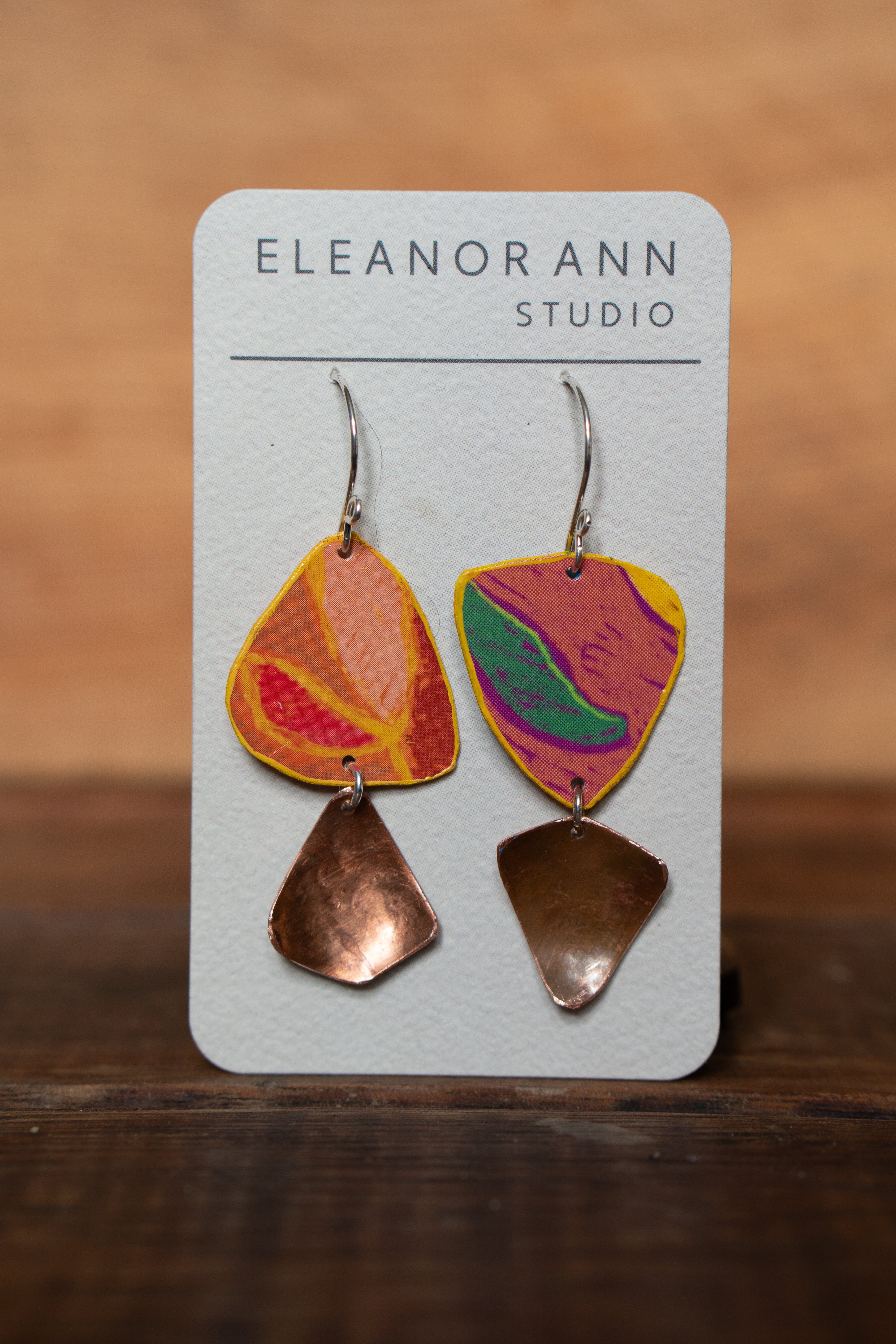 Reclaimed Copper and Hand-painted Earrings - Eleanor Ann Earrings Eleanor Ann Petals 
