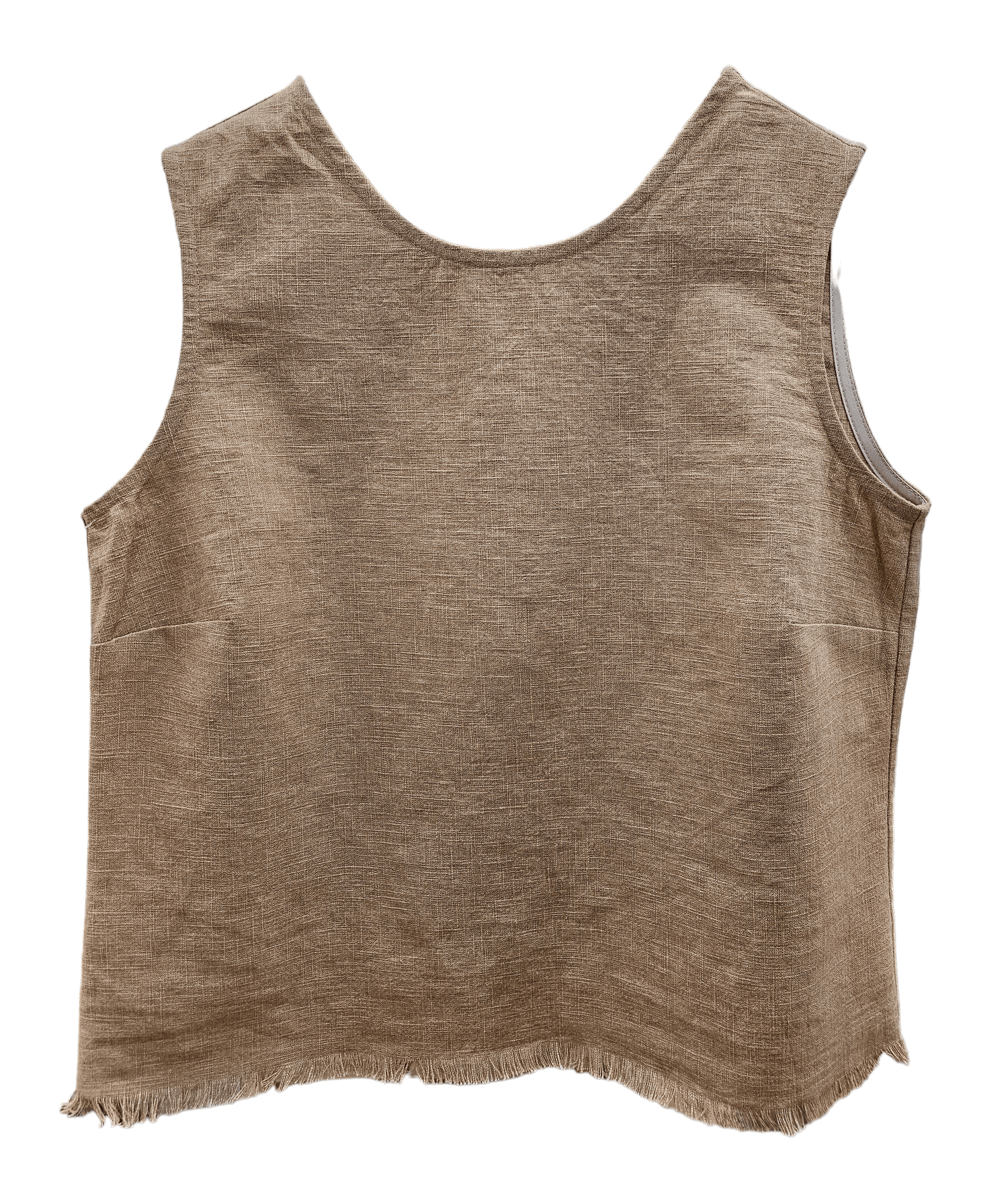 Frayed Linen Slub Tank Shirts & Tops The Spotted Quoll XXS Camel 