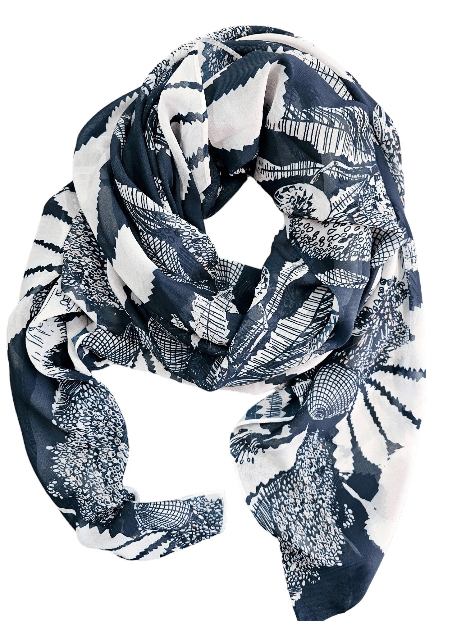 Silken Chic Scarves - Sawtooth Banksia Scarf The Spotted Quoll Studio 