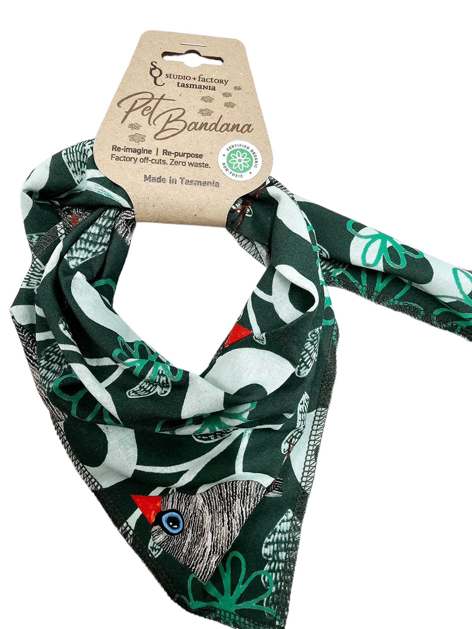 Re-imagined Pet Bandana - Organic Cotton Pet Door Accessories The Spotted Quoll Organic Cotton Firetail Finch 