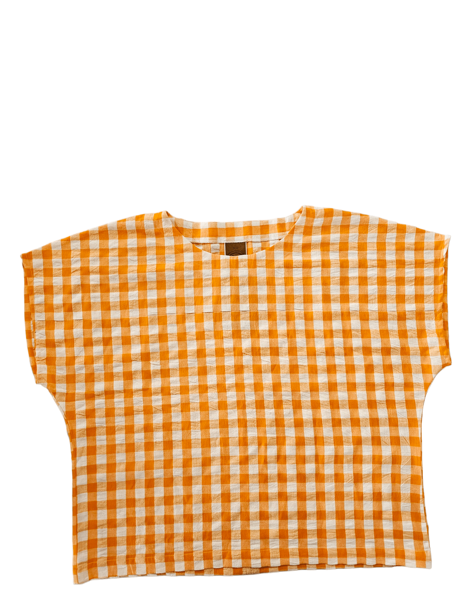 Organic Gingham Shell Top - Orange Shirts & Tops The Spotted Quoll 
