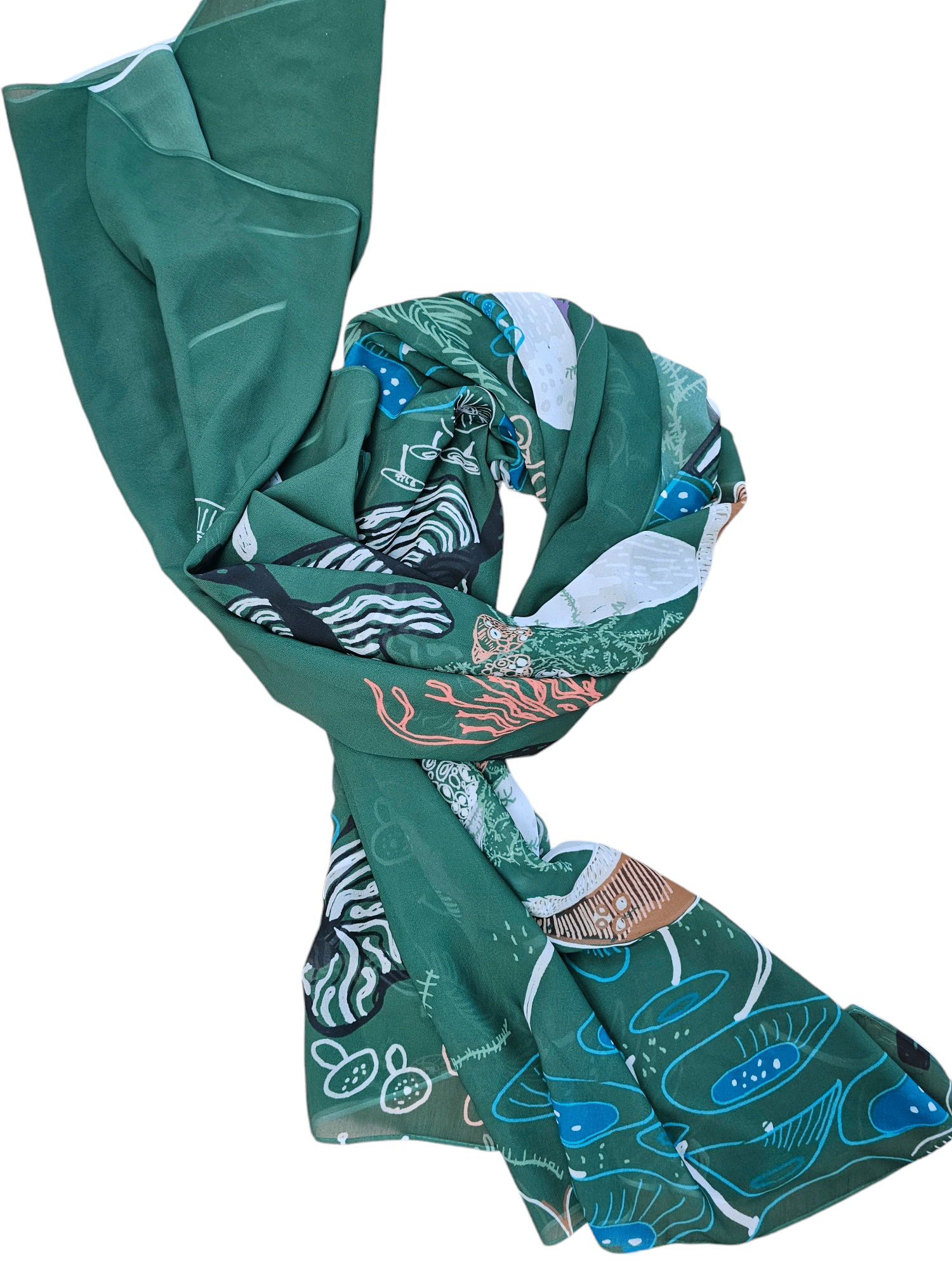 Silken Chic Scarves - Tassie Fungi Scarf The Spotted Quoll Studio 